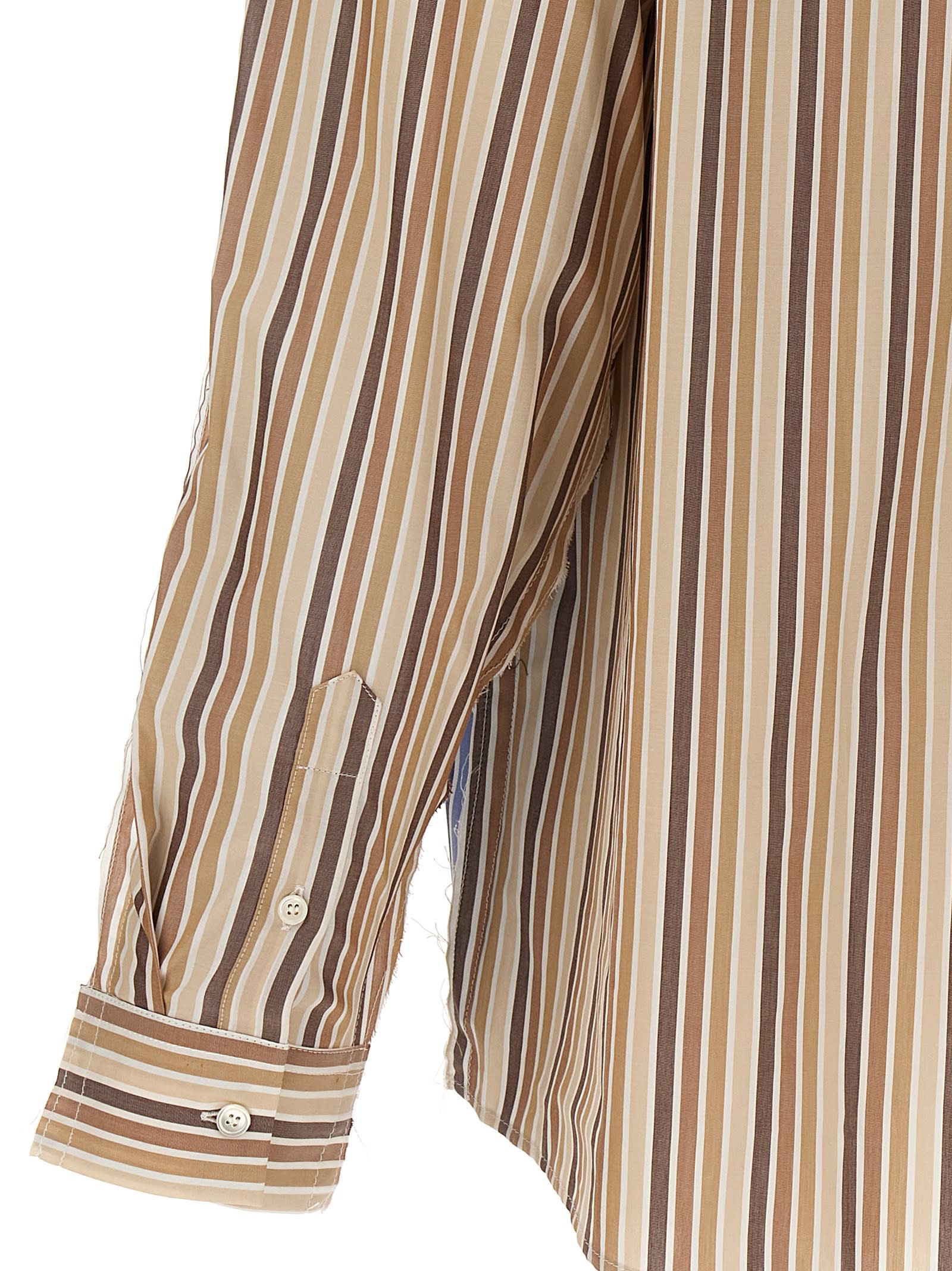 Shop Marni Unfinished Striped Shirt In Multicolor