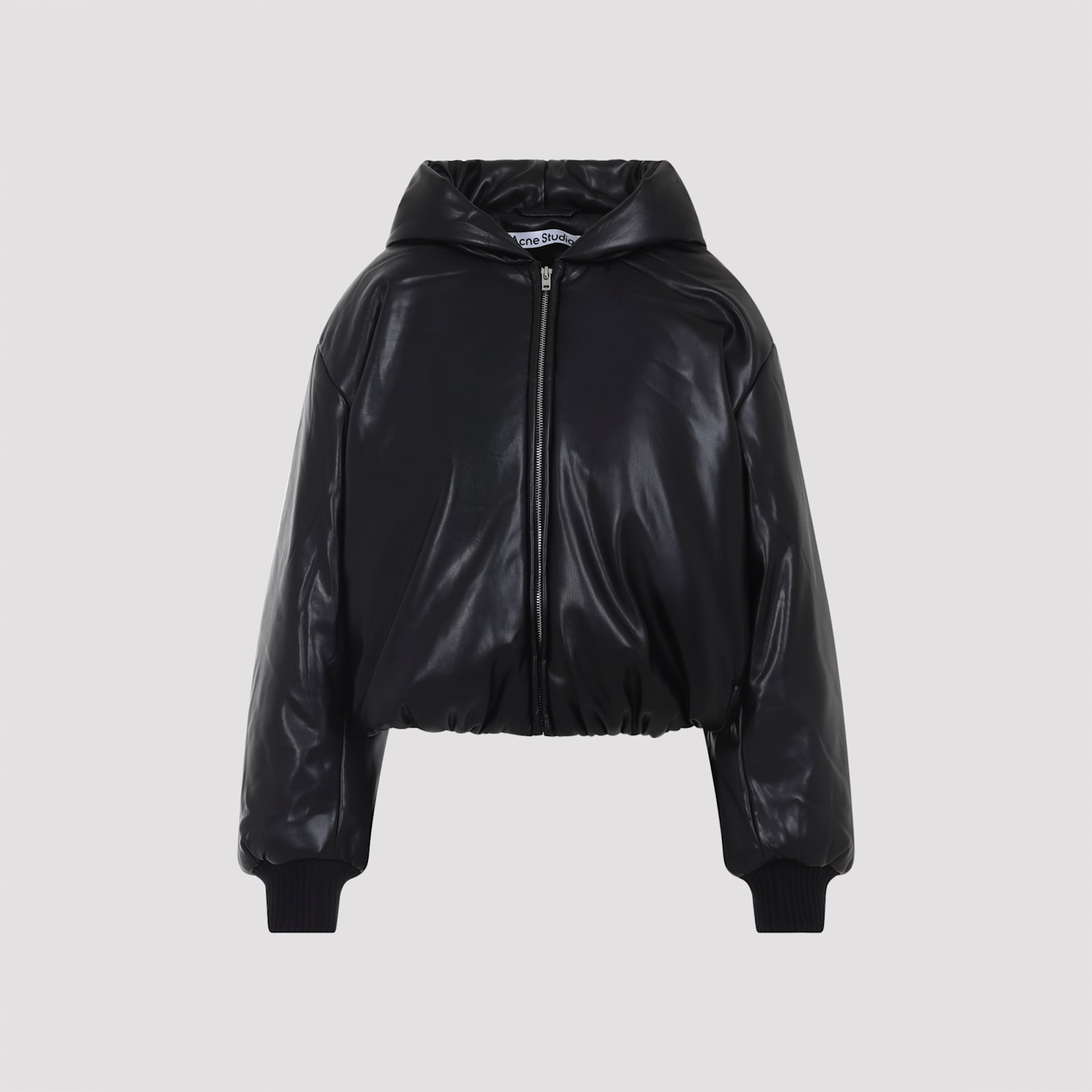 Acne Studios Hooded Faux Leather Jacket A90654le R In Black