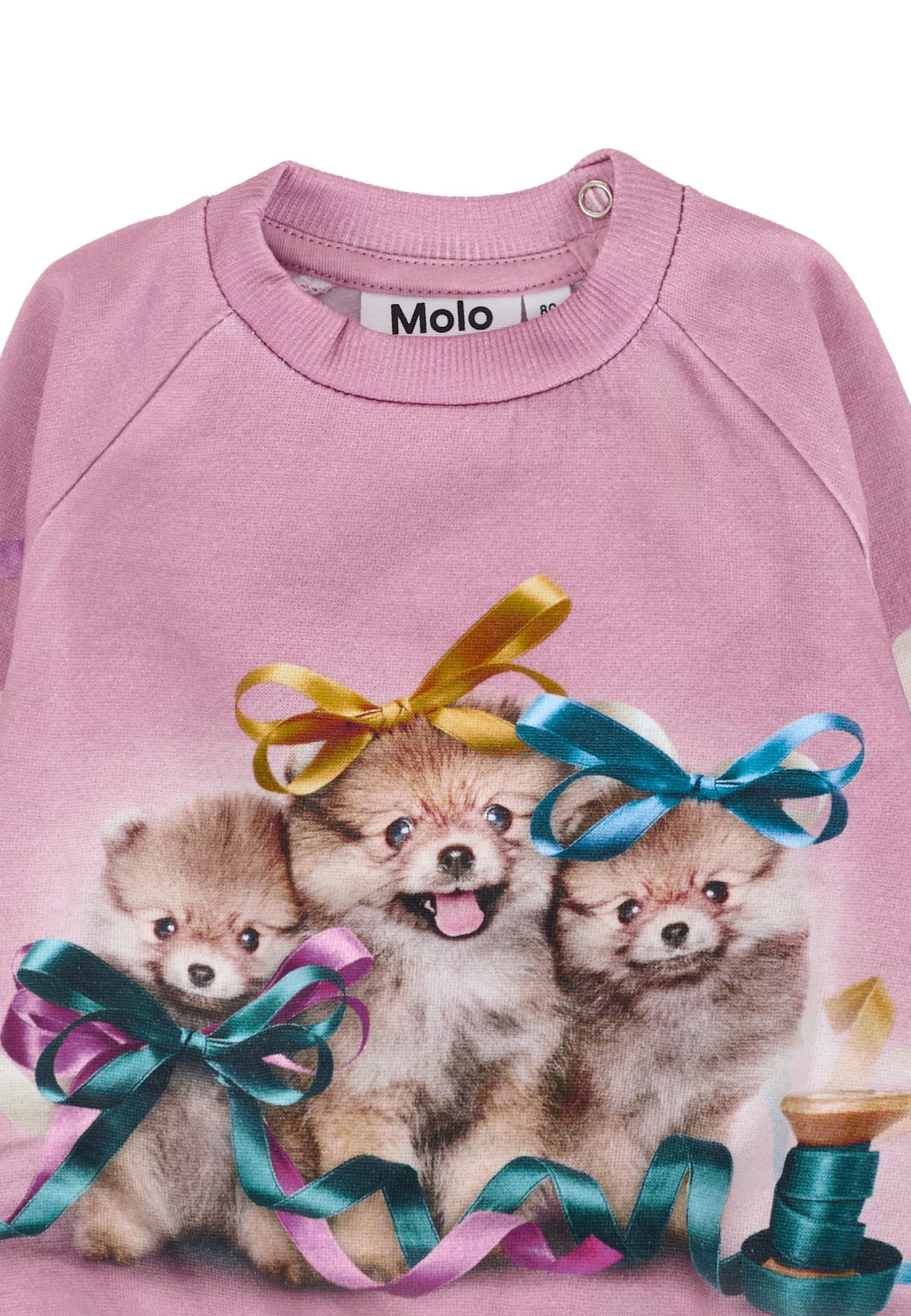 Molo Pink Sweatshirt For Baby Girl With Dog In Pink