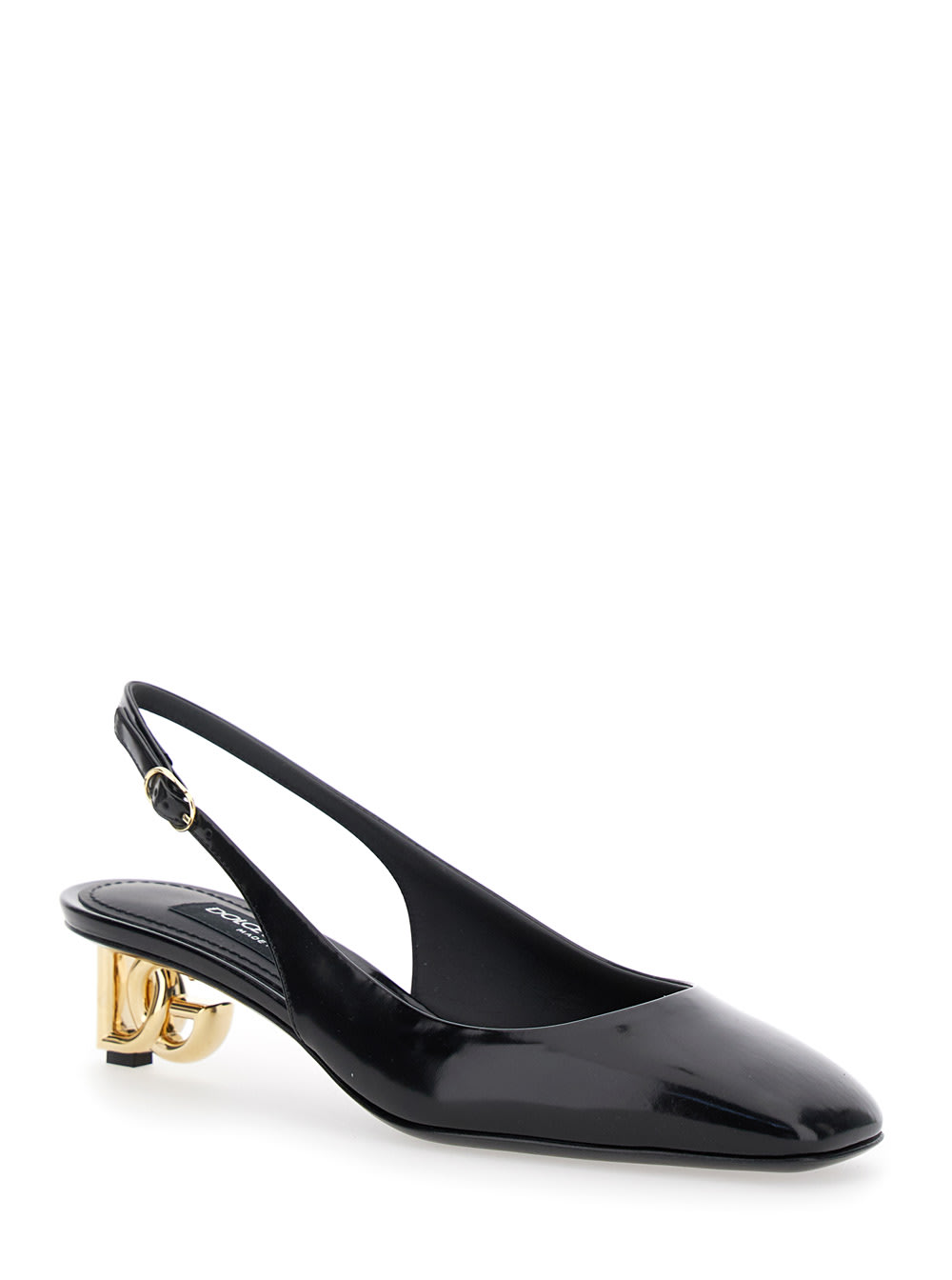 Dolce & Gabbana Black Décolleté With Dg Logo On The Heel In Black