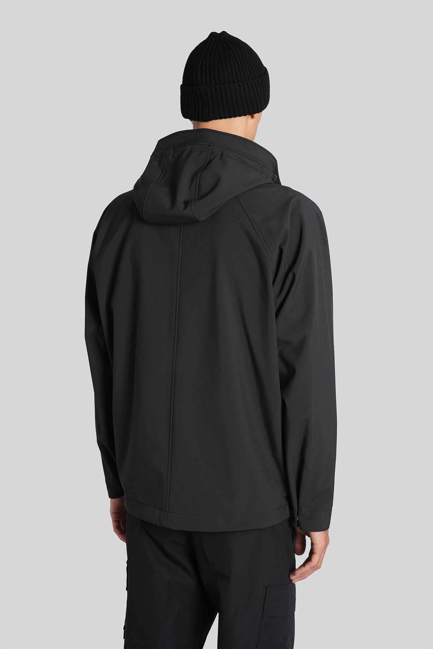 Stone Island Hooded Jacket Hand Pockets In Black