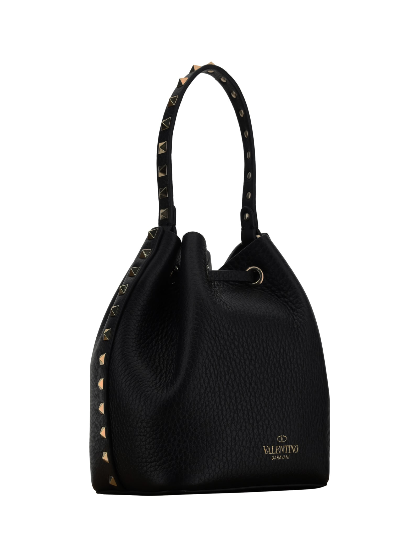 Shop Valentino Rockstud Bucket Bag In Nero