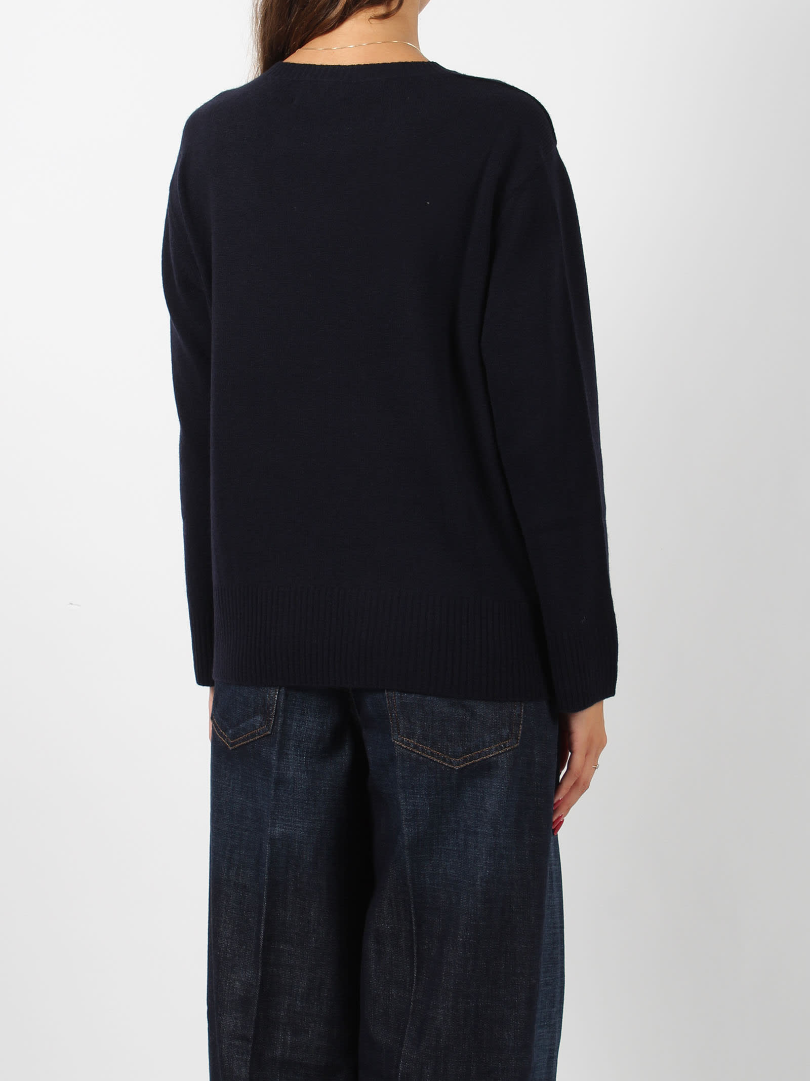 Shop Be You Relaxed Round Neck Sweater In Dark Blue