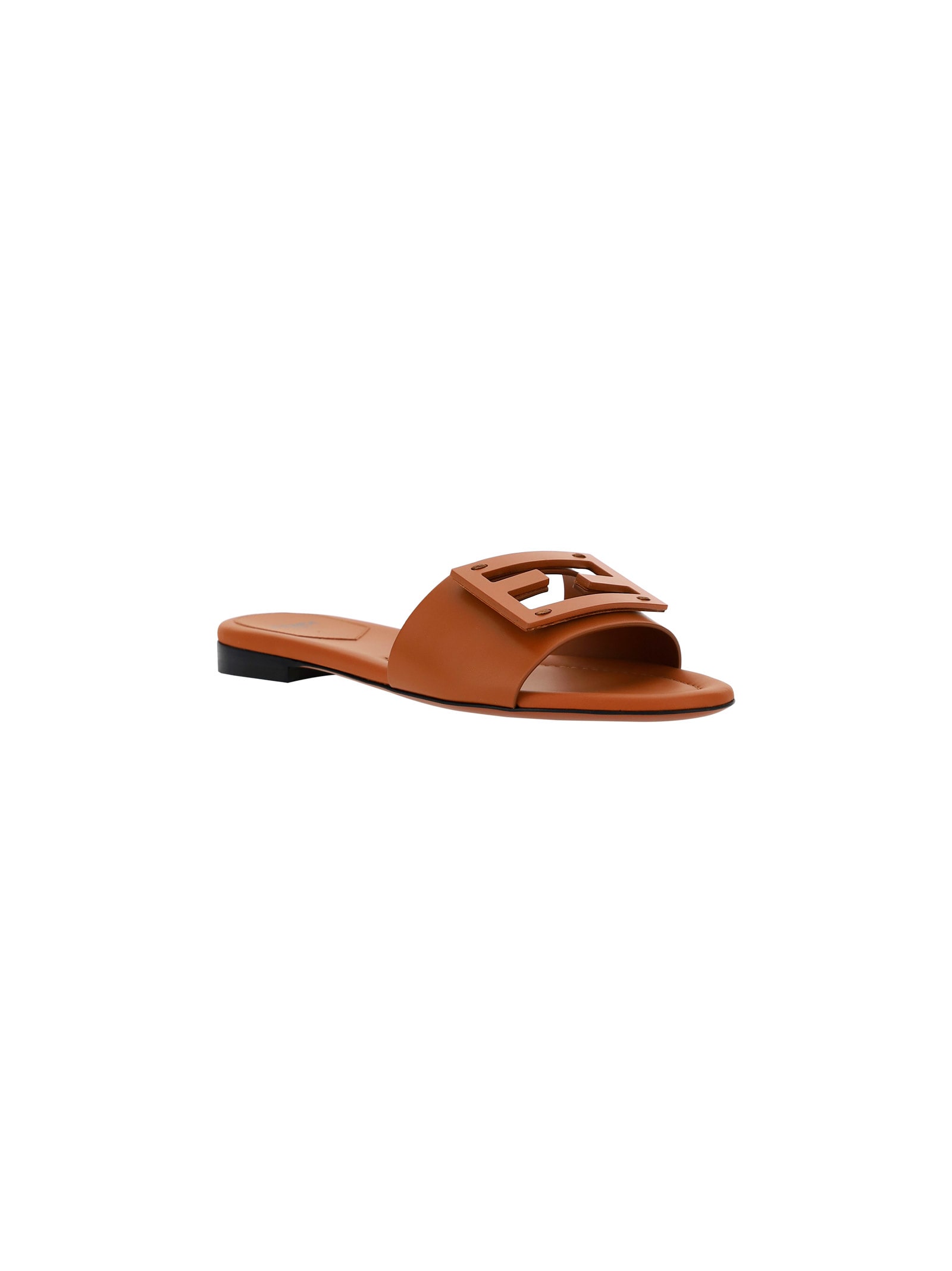 Shop Fendi Sandals In Leather Brown