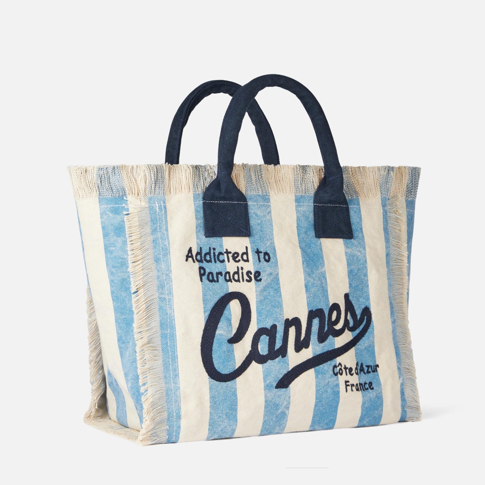 Shop Mc2 Saint Barth Vanity Canvas Shoulder Bag With Cannes Print In Blue