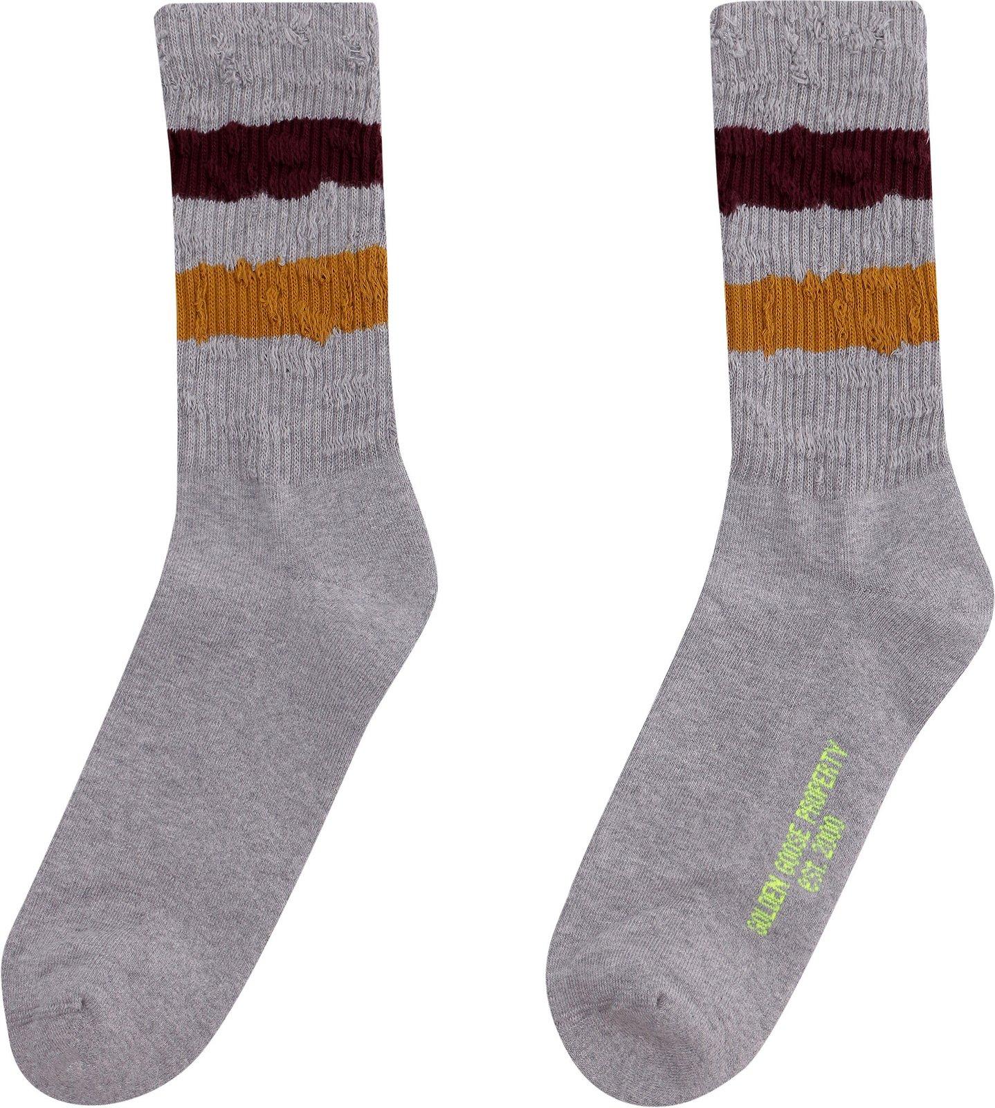 Golden Goose Striped Ribbed Socks In Melange Grey Orange Red Yellow Fluo
