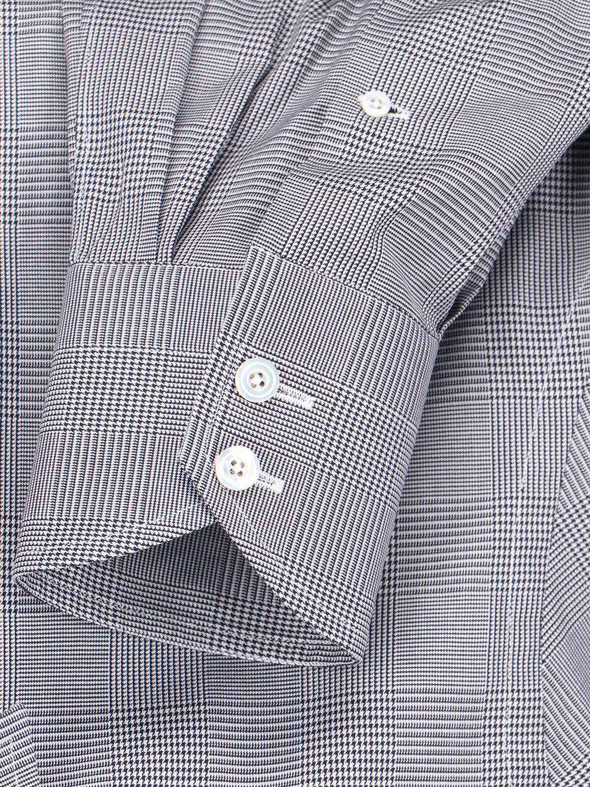Tom Ford Long Sleeve Checkered Shirt With Buttoned Cuffs In Gray