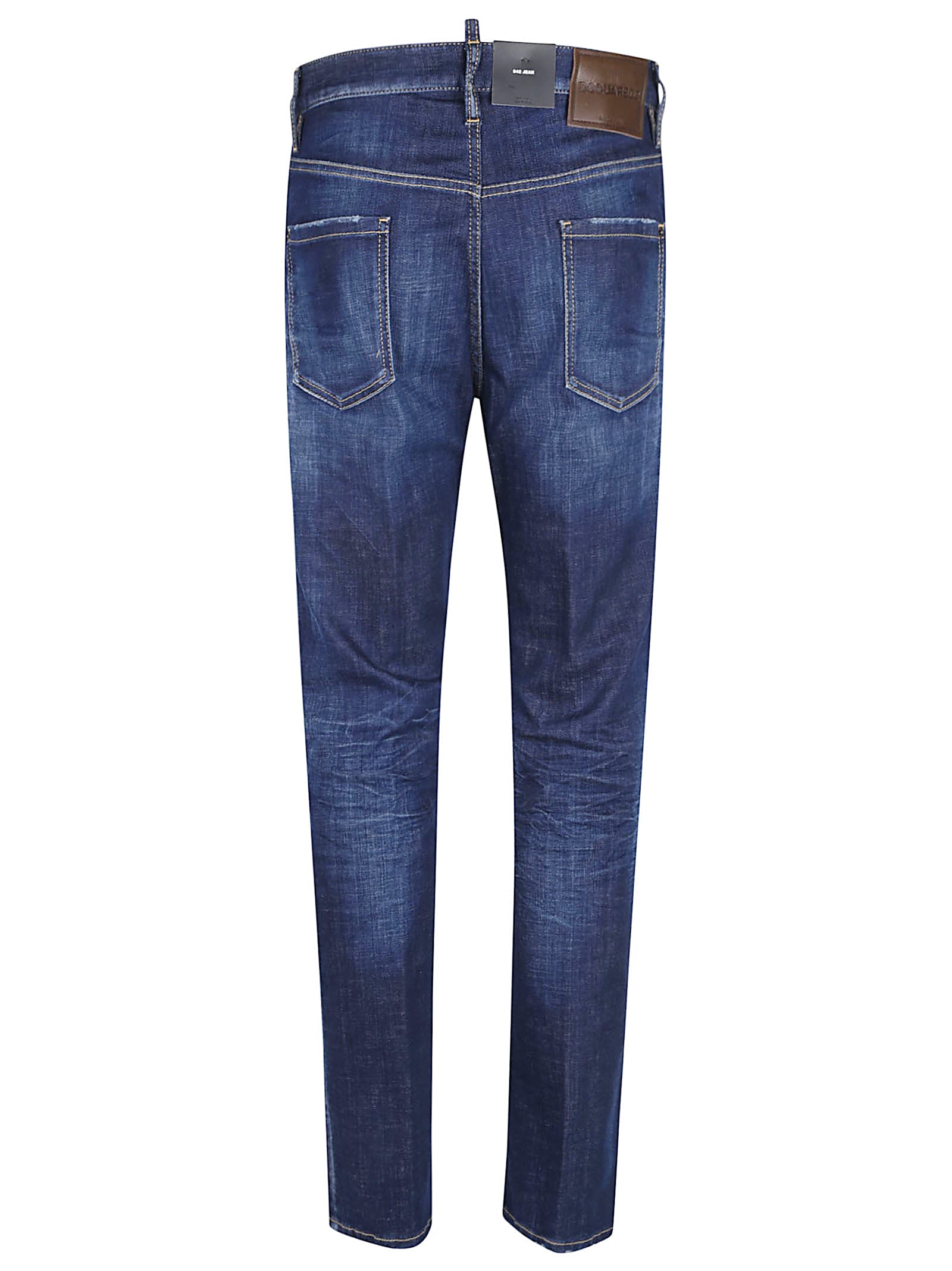 Dsquared2 Blue Jeans With Belt Loops And Logo Patch On The Rear In Blue