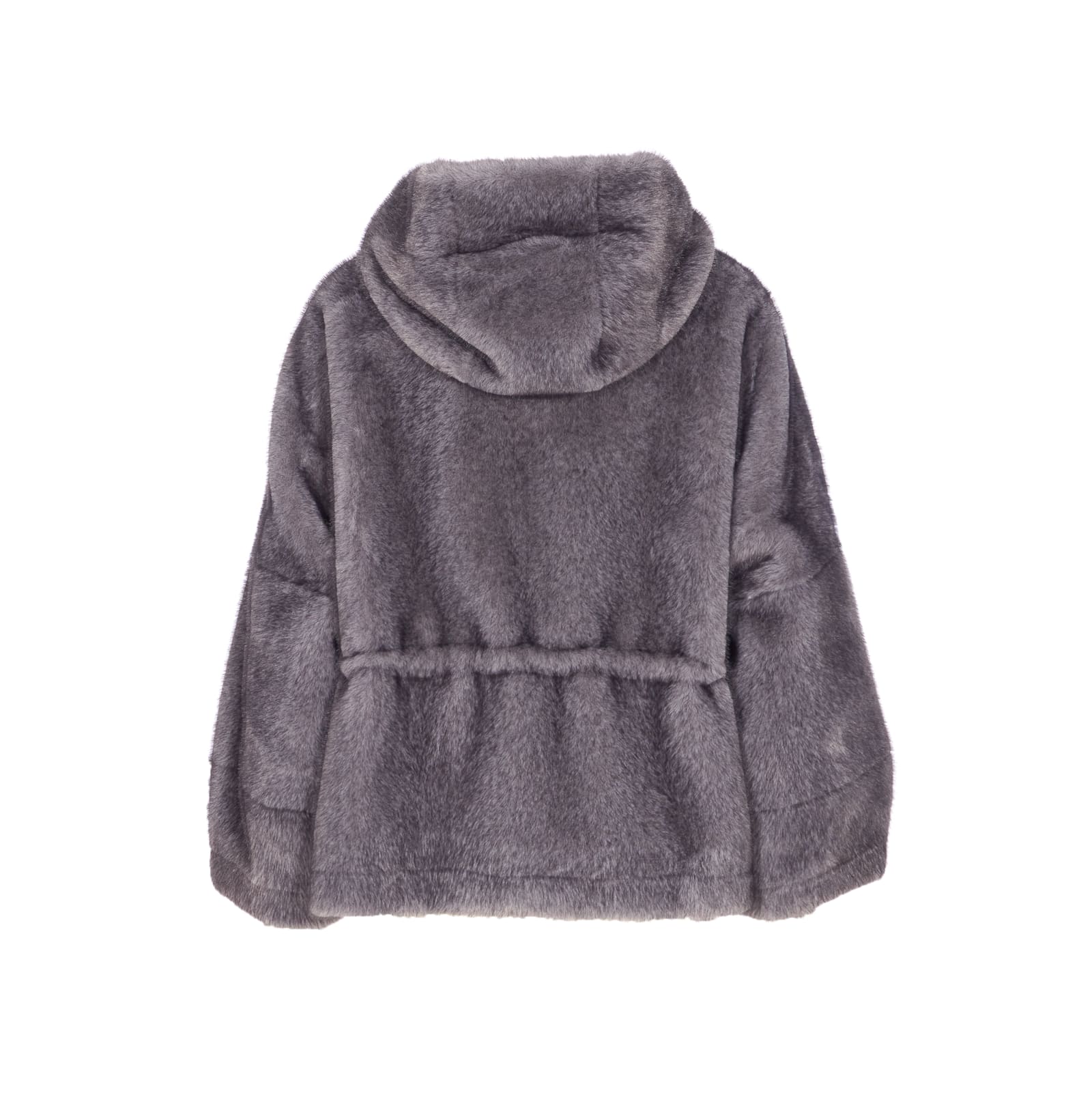 Valentini 1972 Short Ecofur Parka With Fixed Hood In Gray