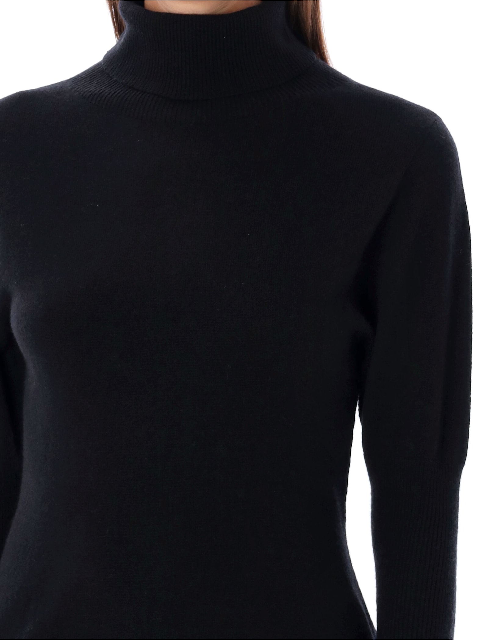 Shop Low Classic Puff Sleeves Turtleneck Sweater In Black