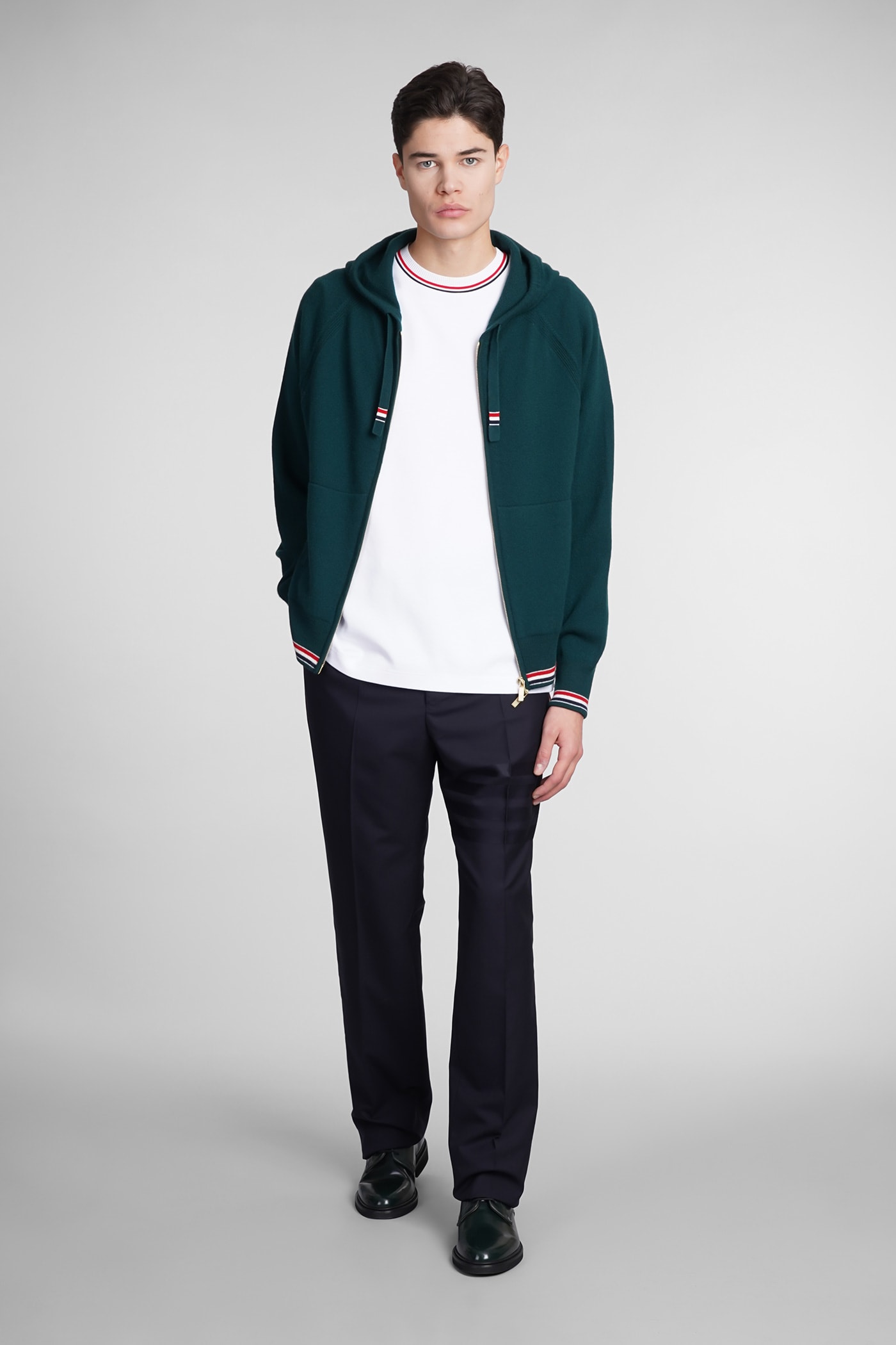 Thom Browne Cardigan In Green Cashmere In Green