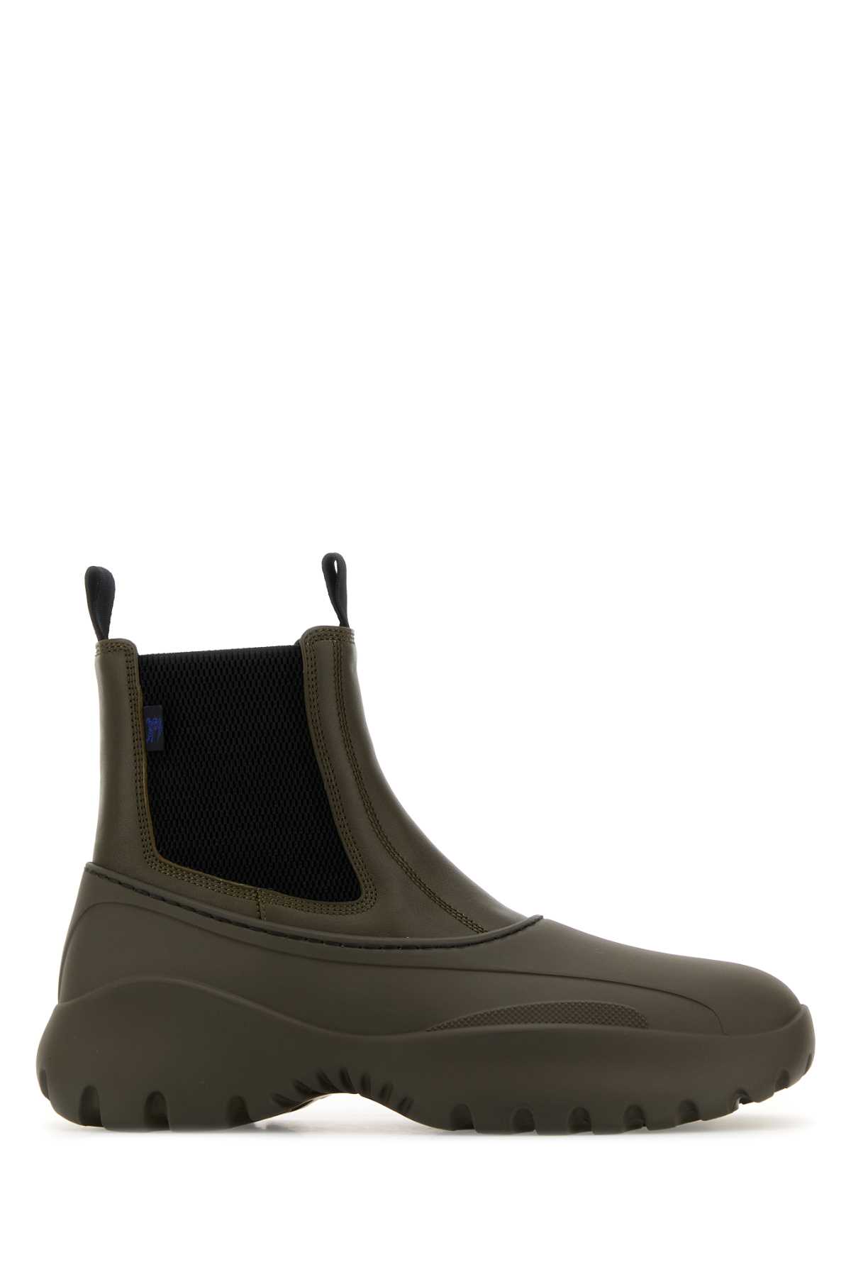 Shop Burberry Dove Grey Leather And Rubber Chelsea Scoot Ankle Boots In Loch