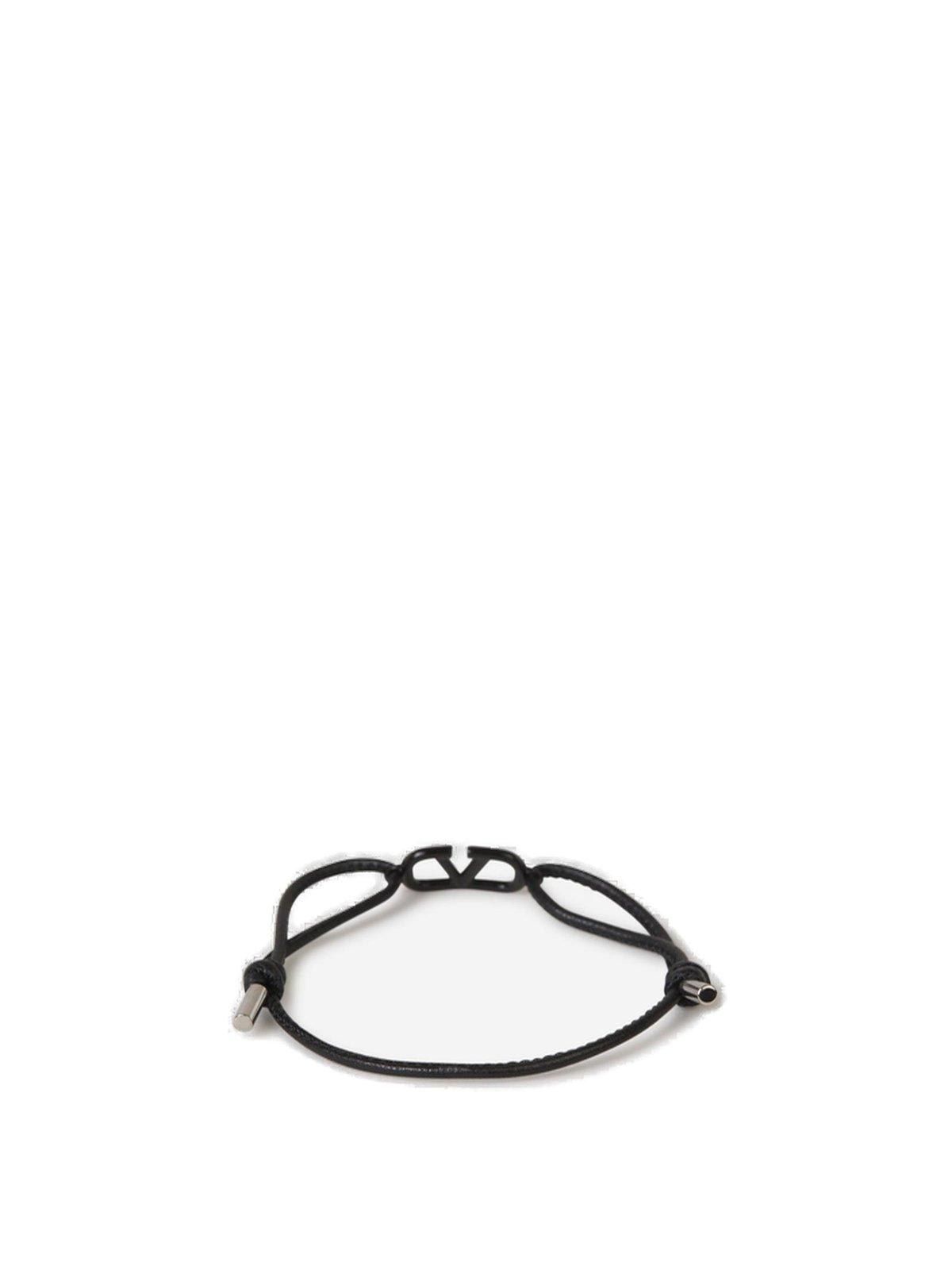 Shop Valentino Vlogo Plaque Bracelet In Black