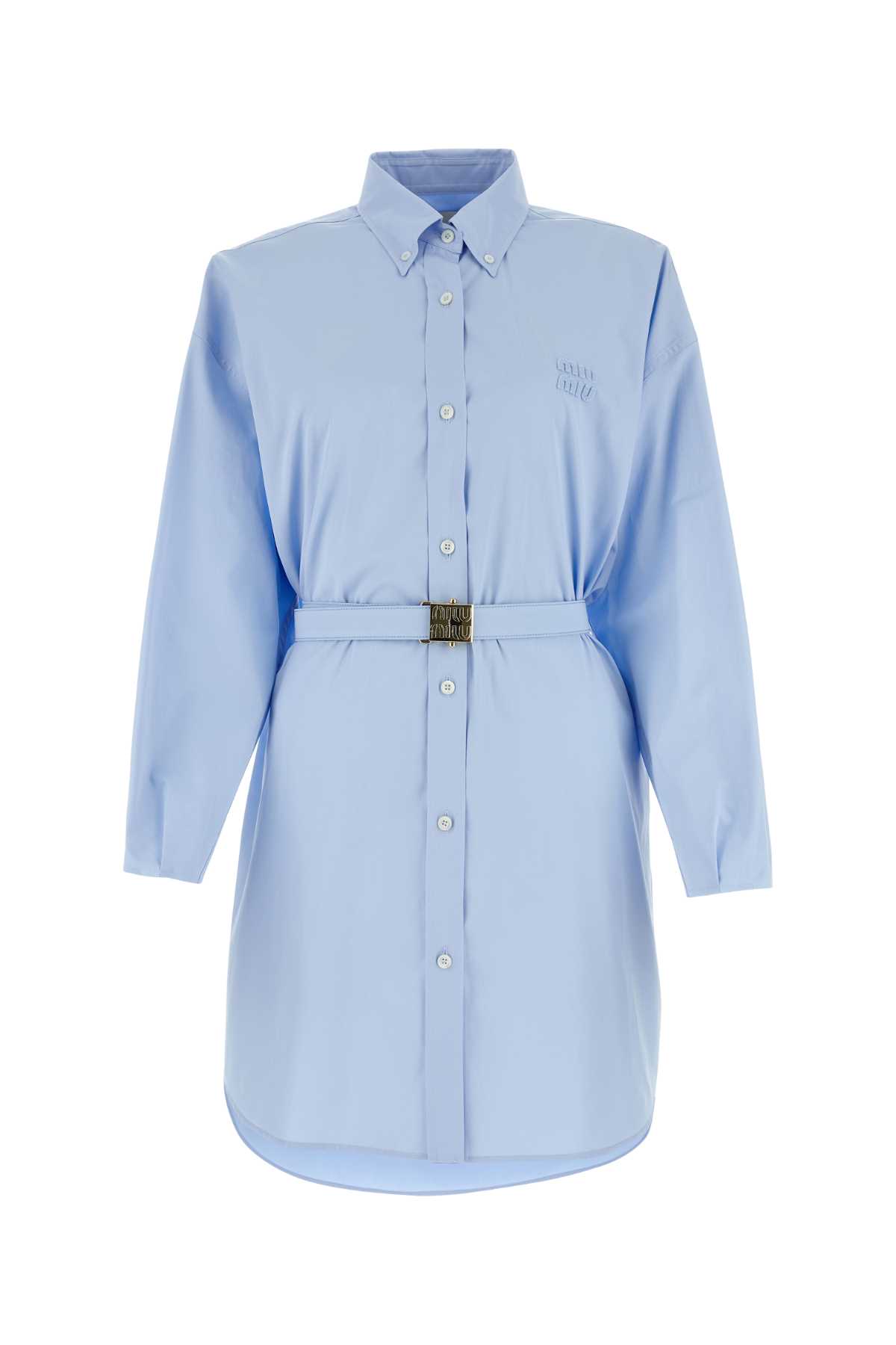 Light Blue Poplin Shirt Dress