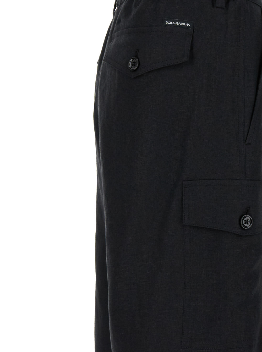 Dolce & Gabbana Cotton Shorts With Cargo Pockets In Black