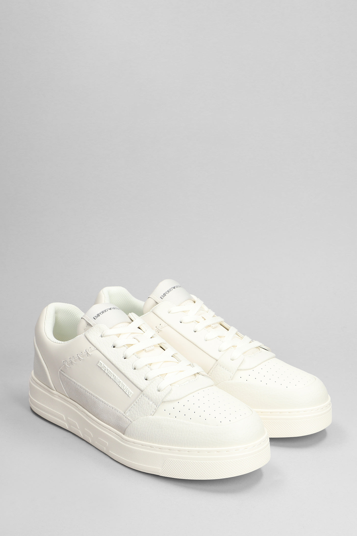 Shop Emporio Armani Sneakers In Beige Suede And Leather