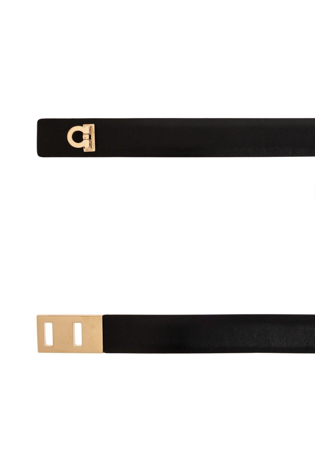 Shop Ferragamo Gancini Logo-debossed Belt In Nero