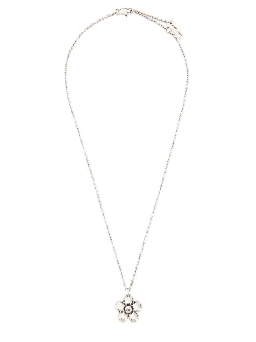 Marc Jacobs Adjustable Flower Pendant Necklace In Metallic