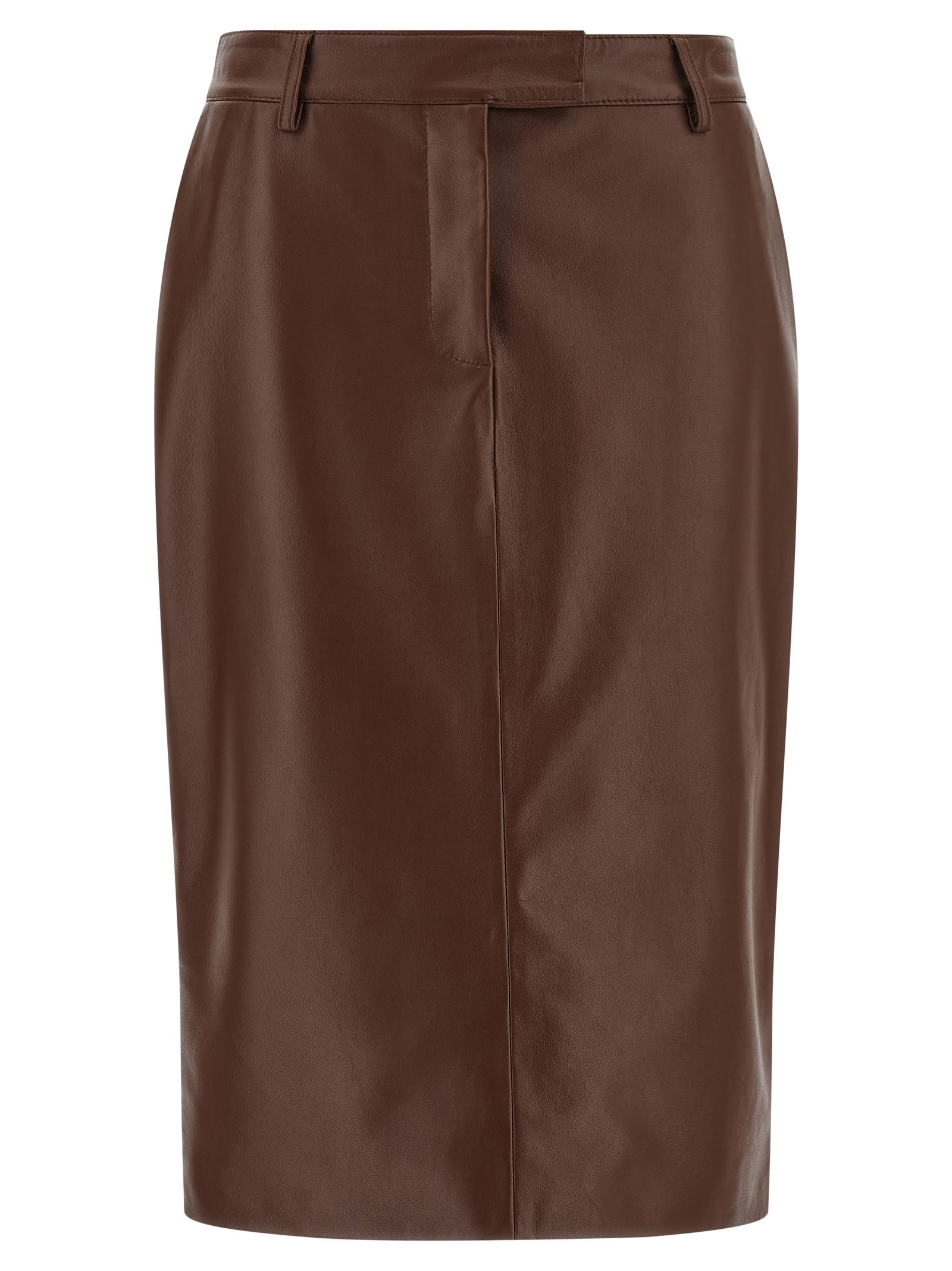 Giuseppe Di Morabito Stylish Leather Skirt Featuring Back Slit In Brown