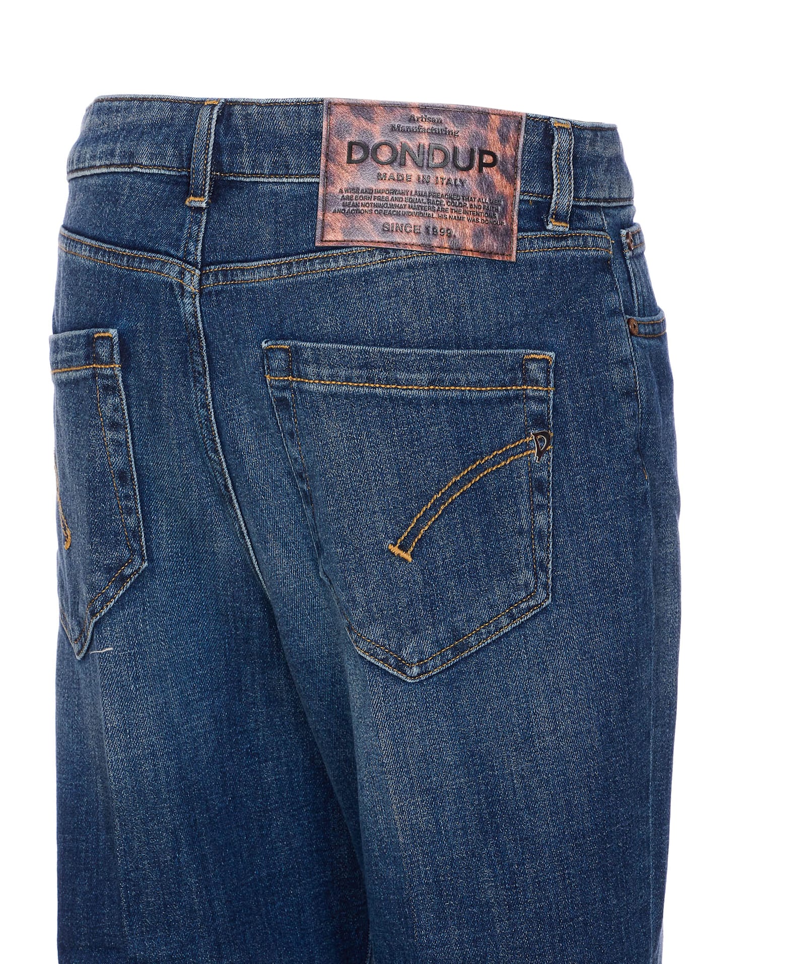 Dondup High-waisted Distressed Denim Jeans With Rolled Cuffs In Blue