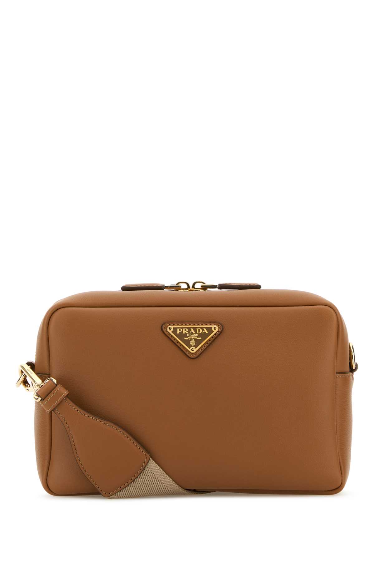 Shop Prada Caramel Leather Crossbody Bag In Brown