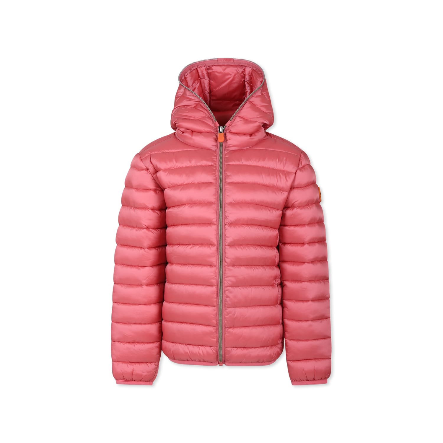 SAVE THE DUCK PINK DOWN JACKET FOR GIRL WITH LOGO