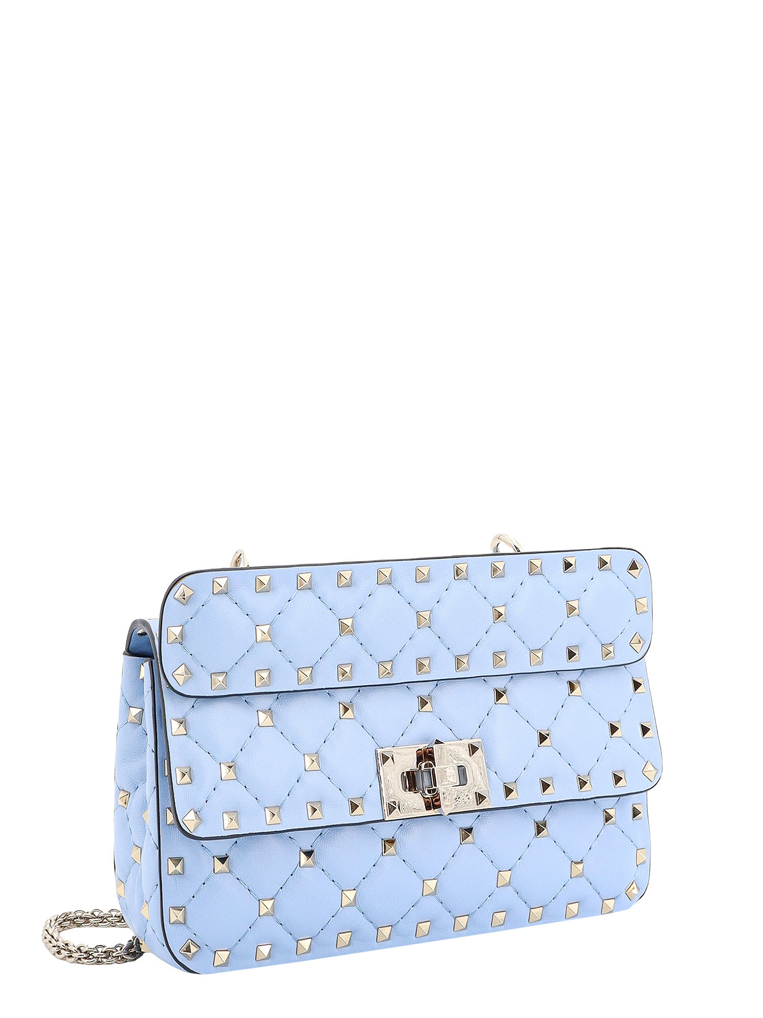 Shop Valentino Rockstud Spike Shoulder Strap In Popeline Blue