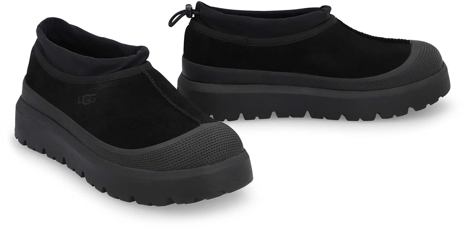Ugg Black Suede And Rubber Tasman Weather Hybrid Slip-ons In Black