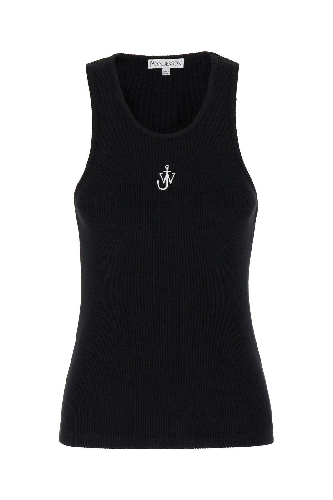 Shop Jw Anderson Anchor Logo Embroidered Tank Top In Black