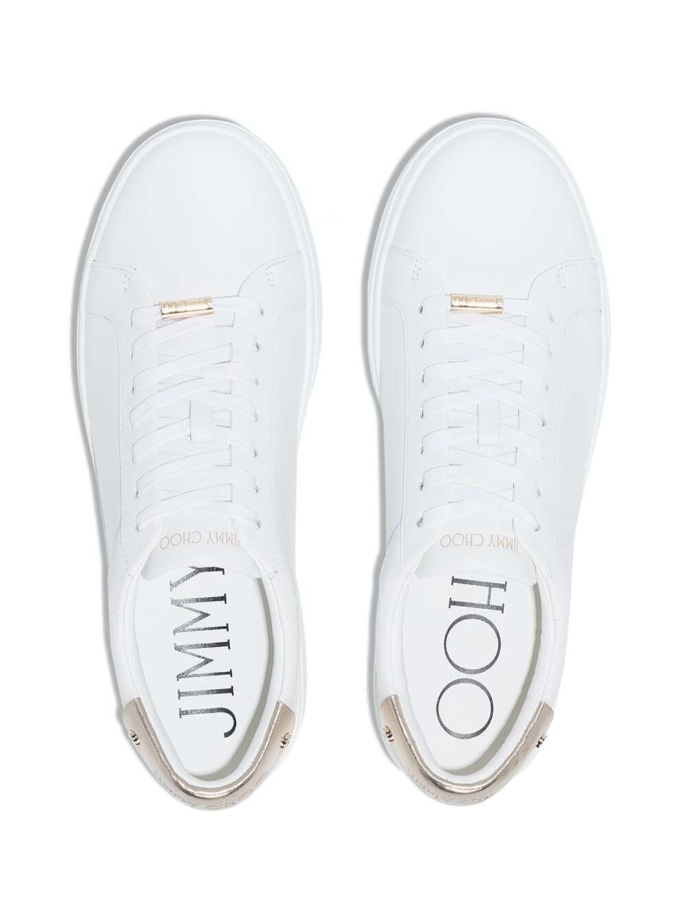 Shop Jimmy Choo Womans Rome White Leather Sneakers