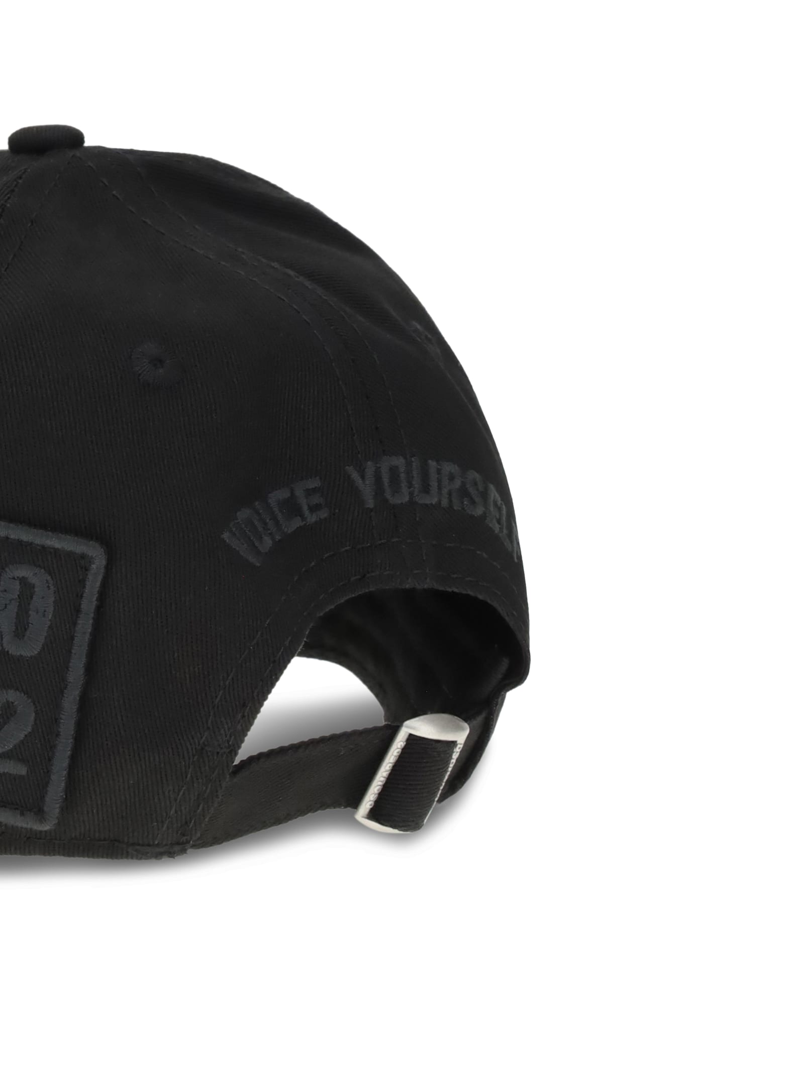 Dsquared2 Black Baseball Cap With Logo Patches Men In Black