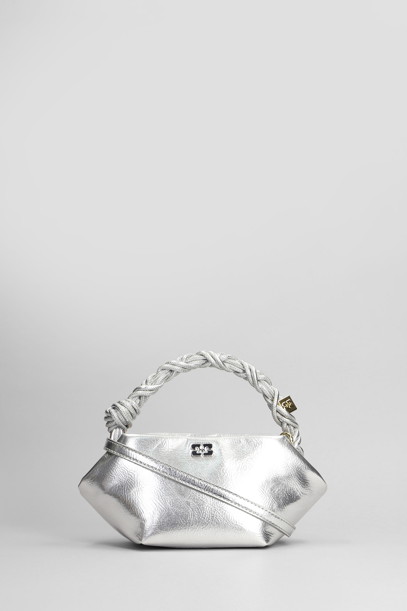 Bou Bag Mini Metal Shoulder Bag In Silver Leather