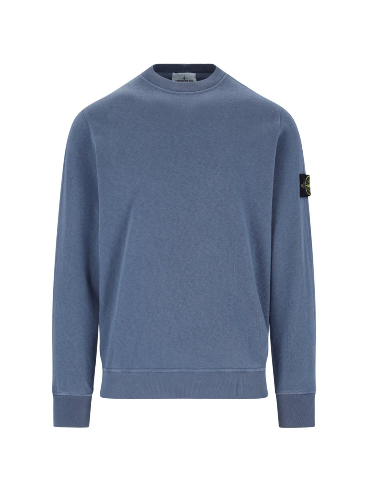 Shop Stone Island Logo Crewneck Sweatshirt In Blue