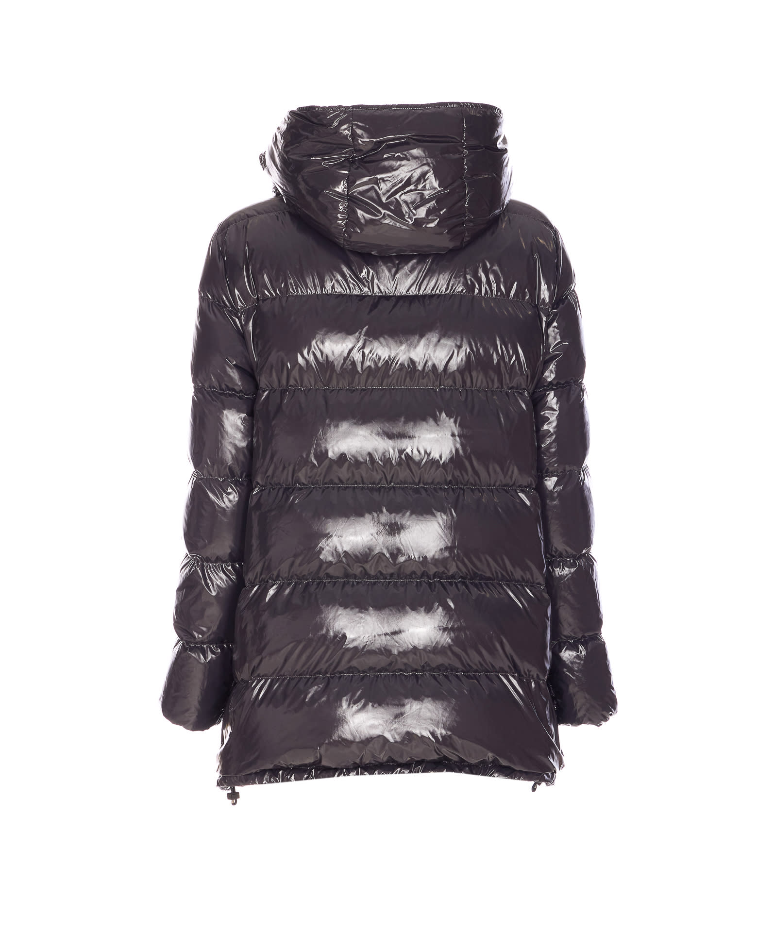Herno Medium Length Glossy Padded Jacket In Black