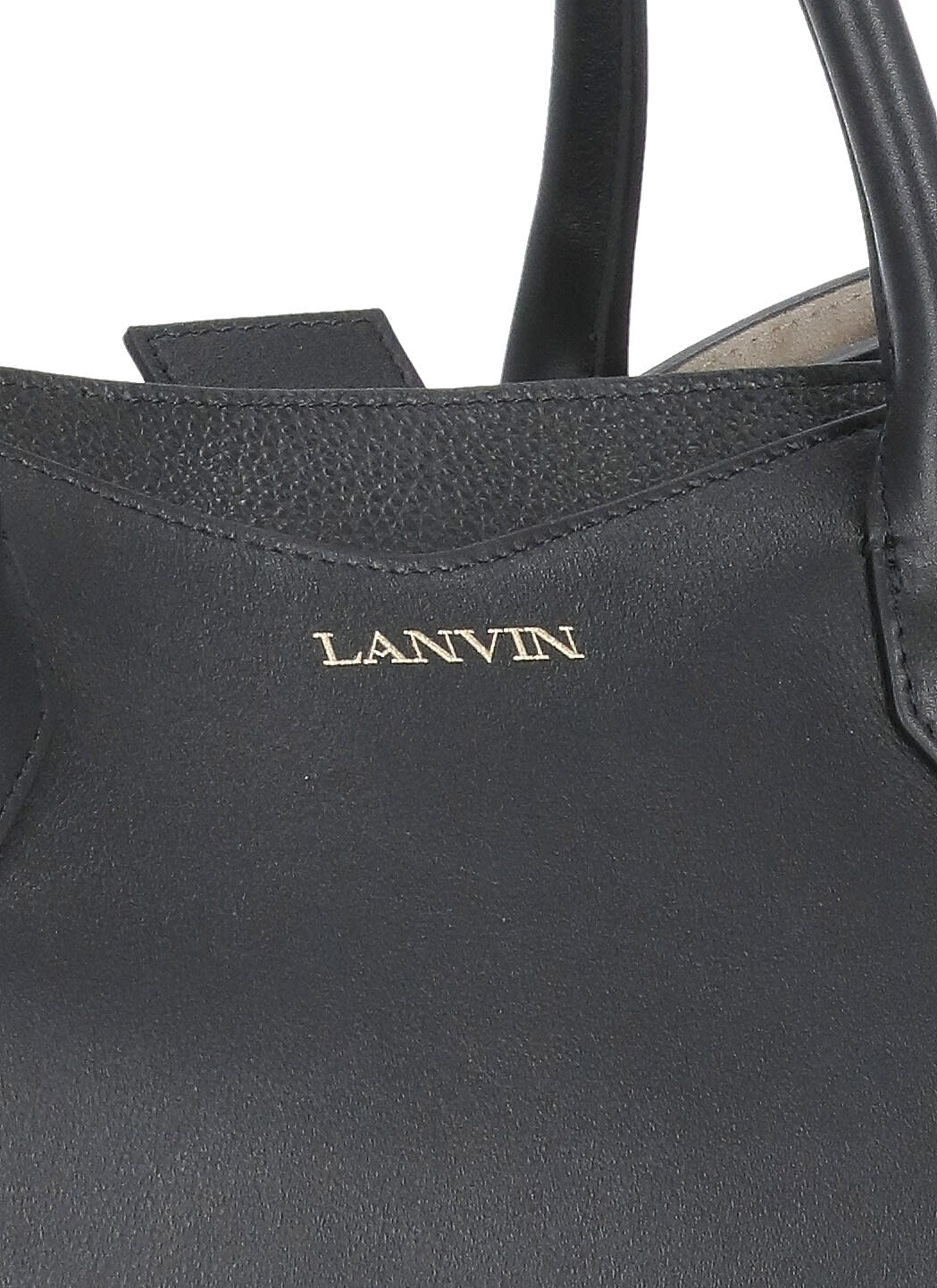 Shop Lanvin Leather Bag With Logo In Black