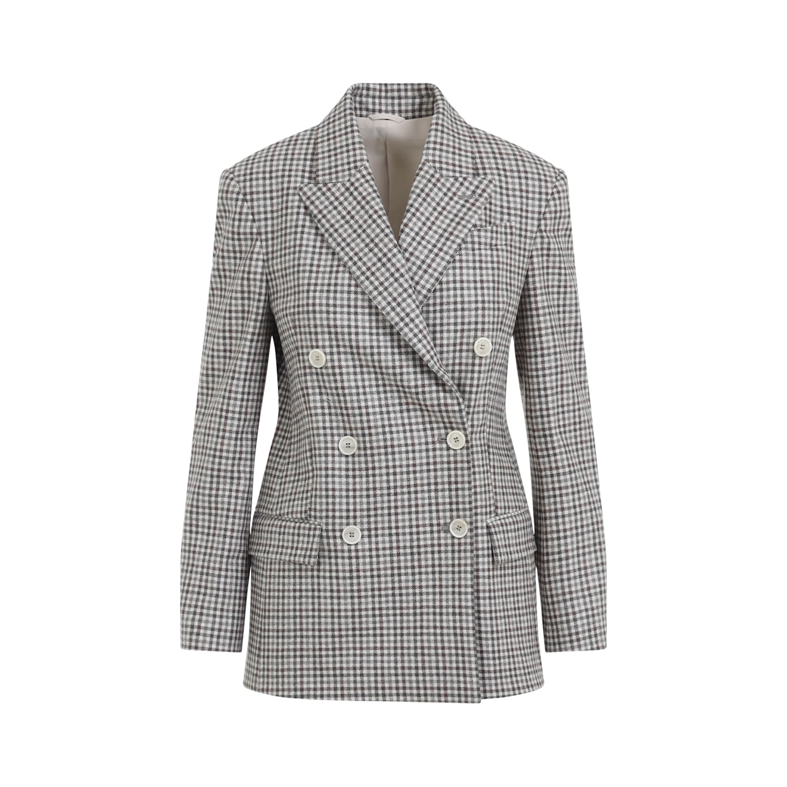 Brunello Cucinelli Vichy Jacket In Gray