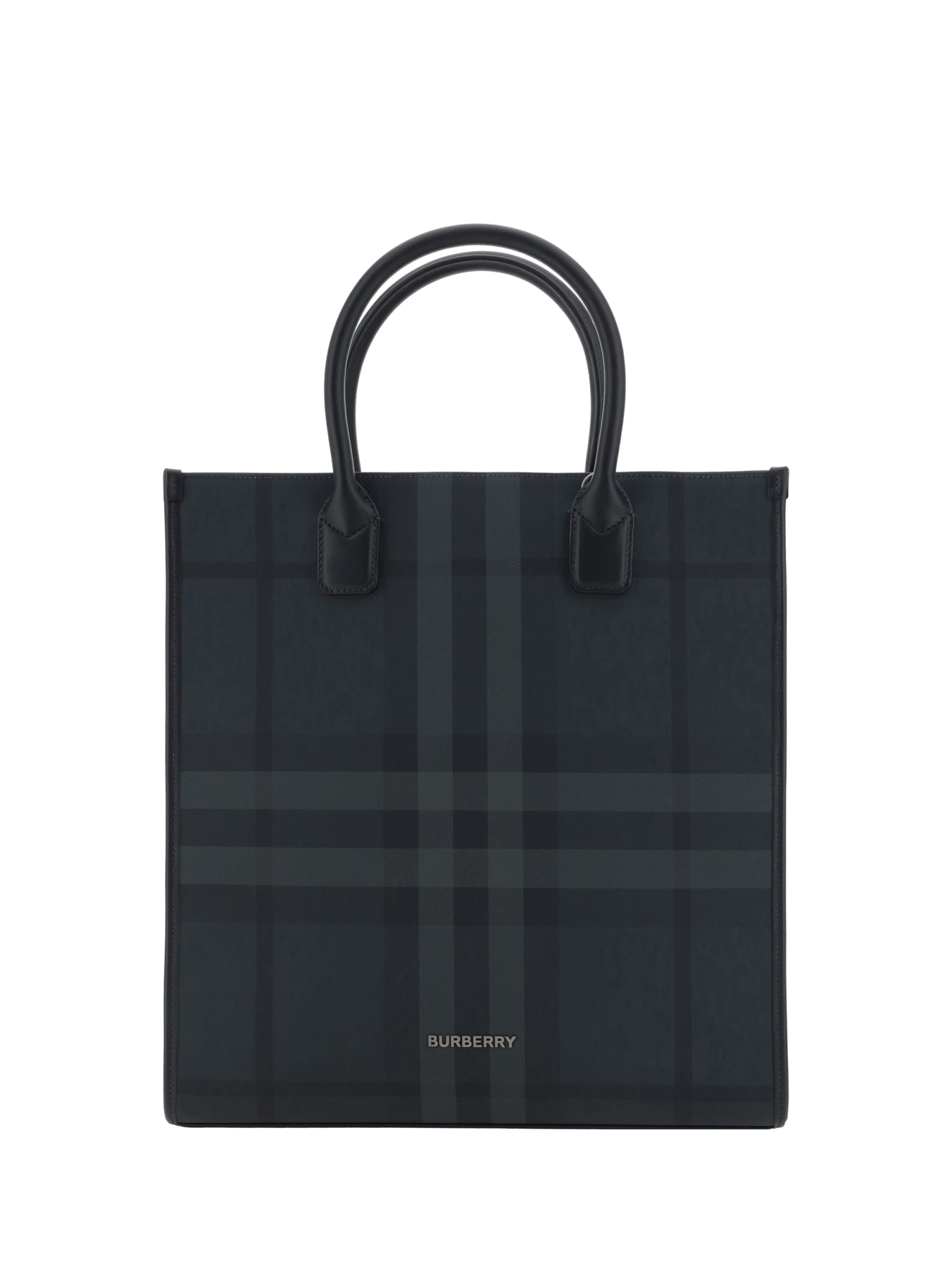 Round Top Handle Checked Tote