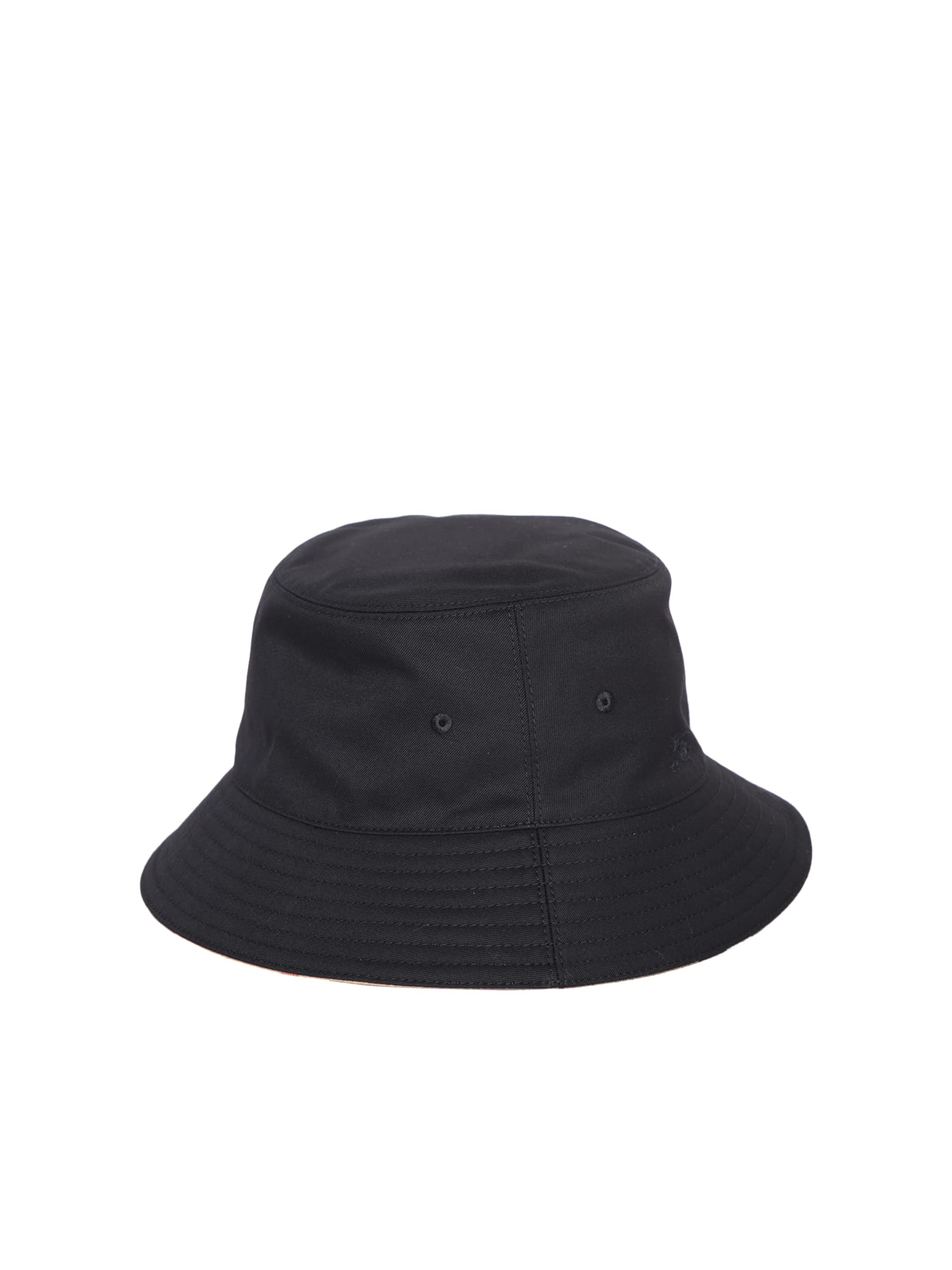 Shop Burberry Check Motif Black Bucket Cap