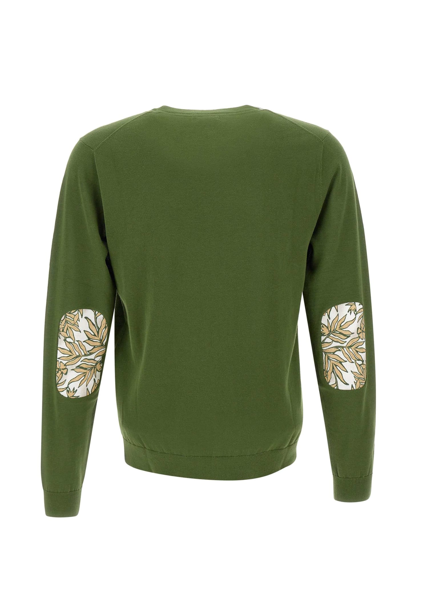 Shop Sun 68 Round Elabow Fancy Cotton Sweater In Green