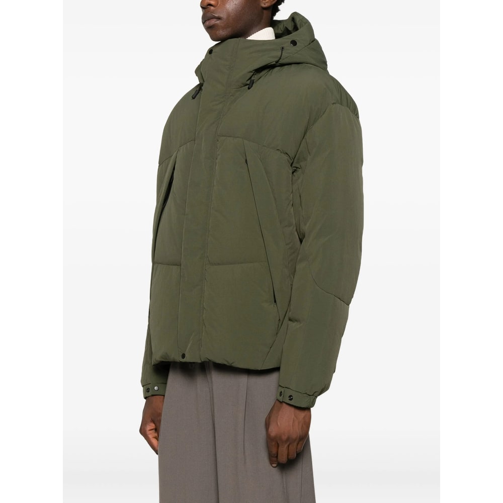 Jg1 Quilted Hooded Jacket Elastic Cuffs In Green