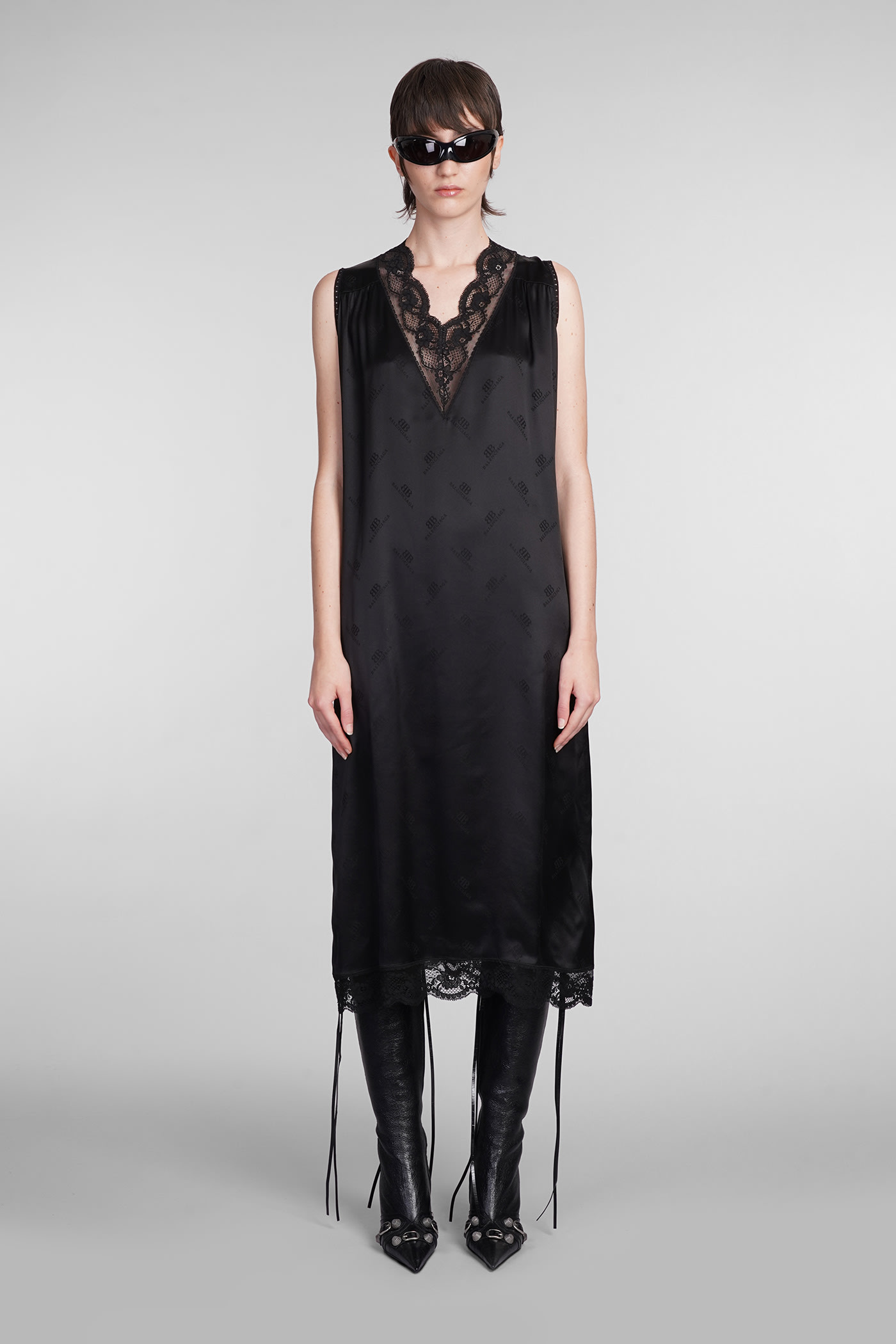 Shop Balenciaga Dress In Black Silk