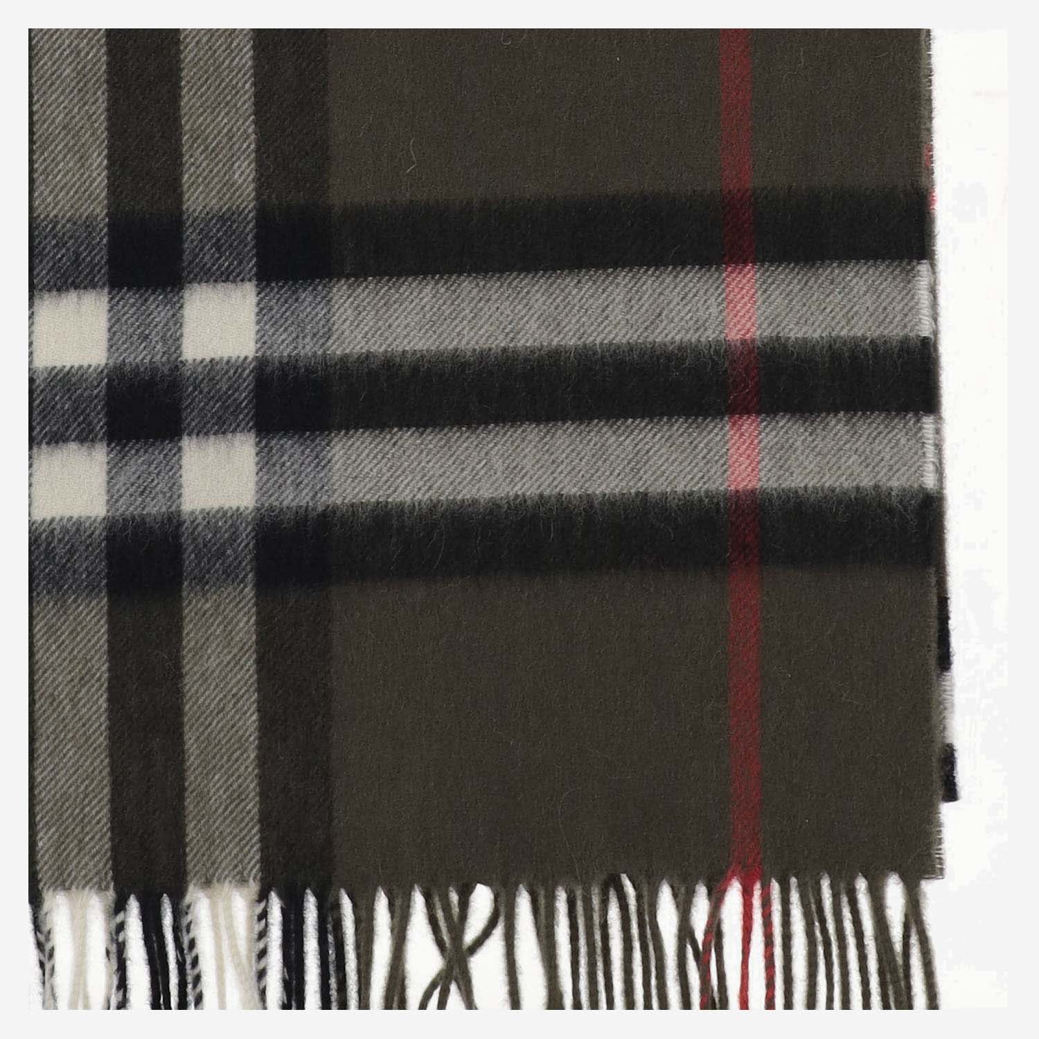 Shop Burberry Cashmere Scarf With Check Pattern In Red