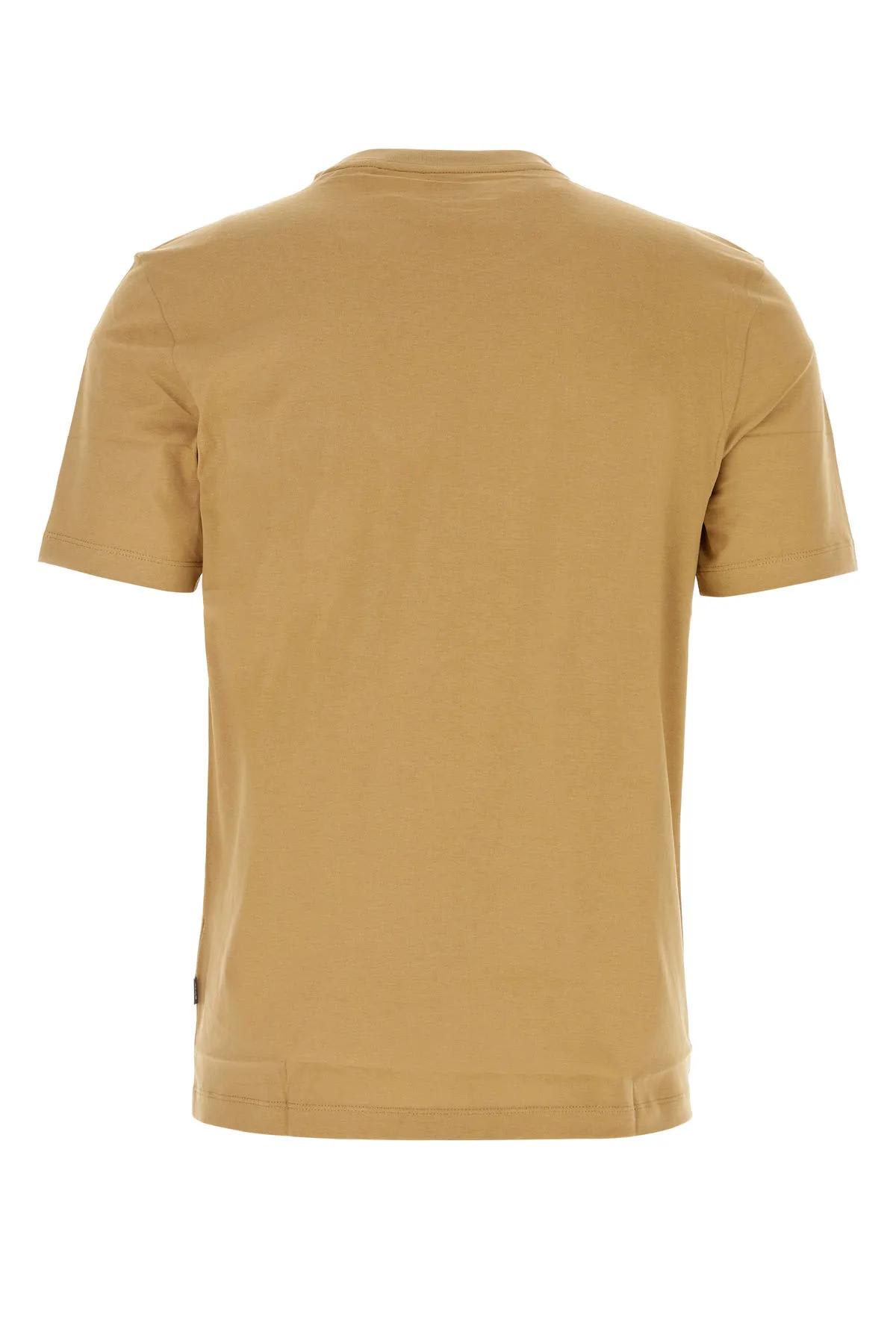 Shop Hugo Boss Camel Cotton T-shirt In Beige