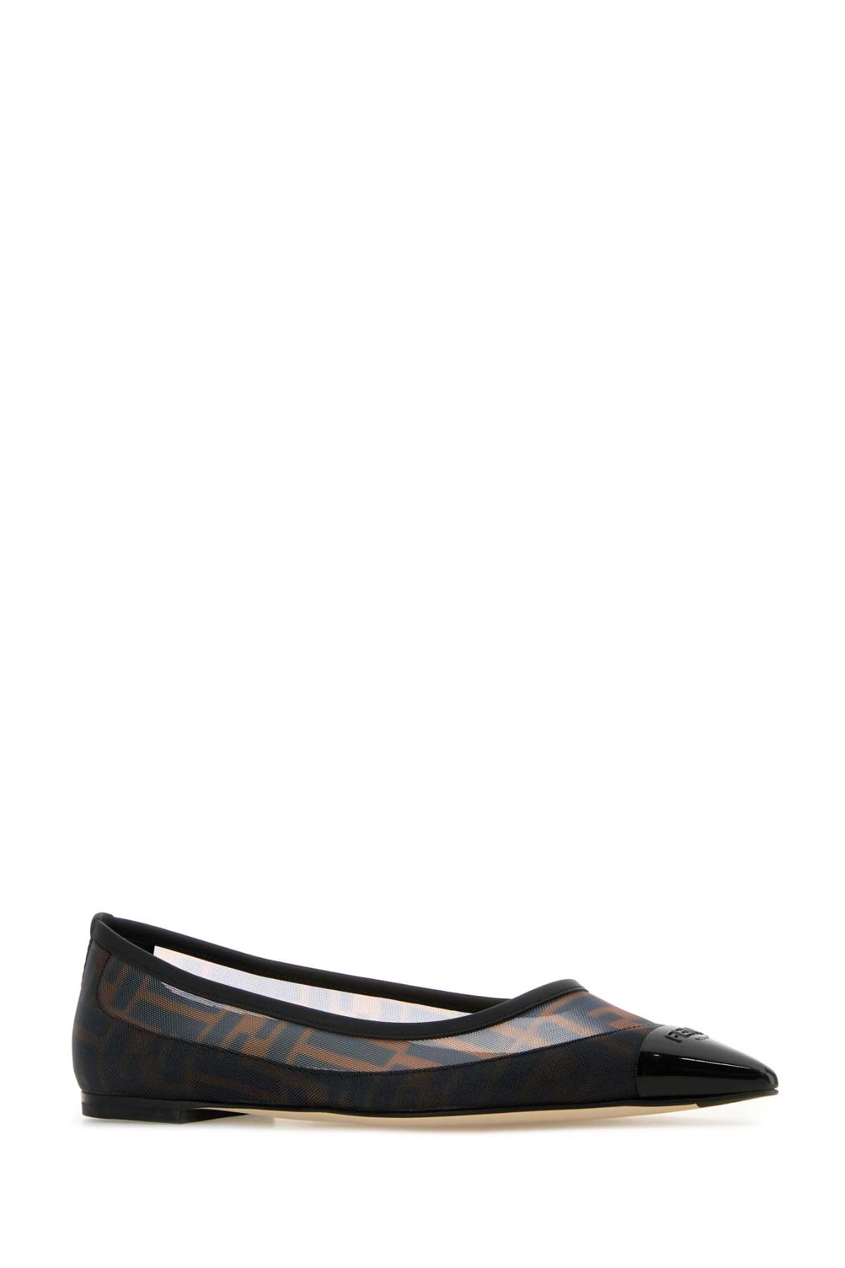 Shop Fendi Printed Mesh Colibrã¬ Ballerinas In Tabacconero