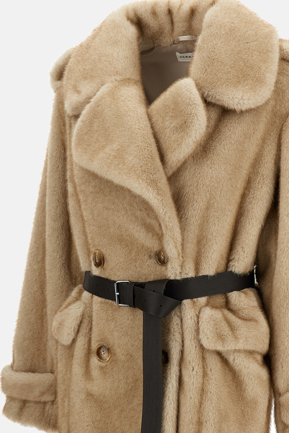 P.a.r.o.s.h P. A.r. O.s. H. Faux Fur Double-breasted Jacket In Neutral