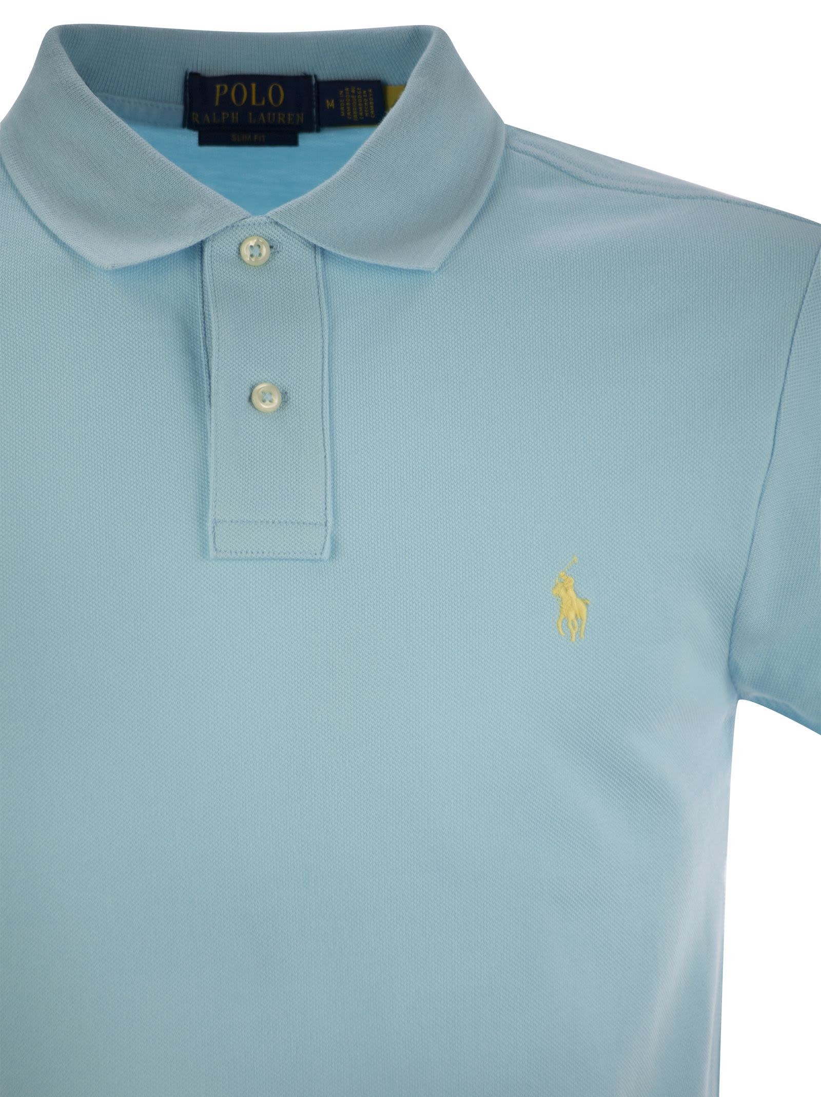 Polo Ralph Lauren Slim-fit Pique Polo Shirt In Light Blue