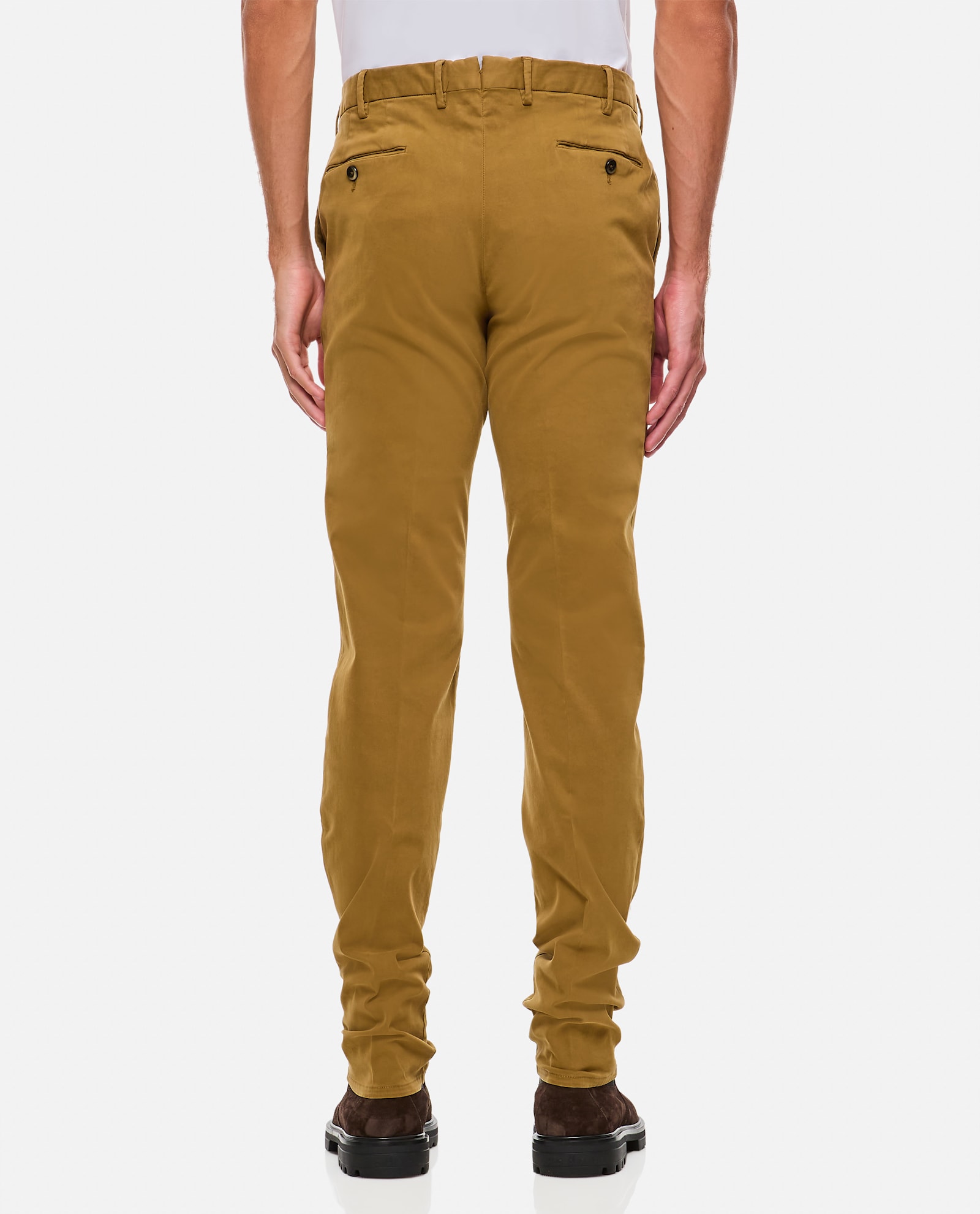 Pt Torino Slim Cotton Trousers In Beige