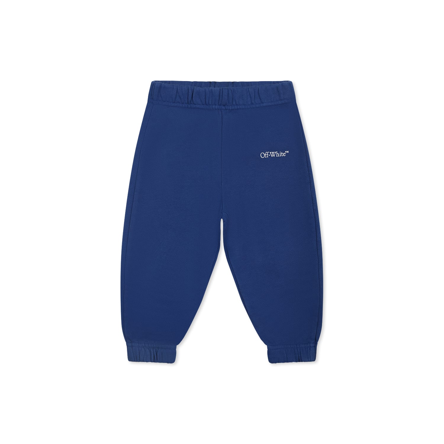 Off-white Blue Trousers For Baby Boy With Logo In Blue