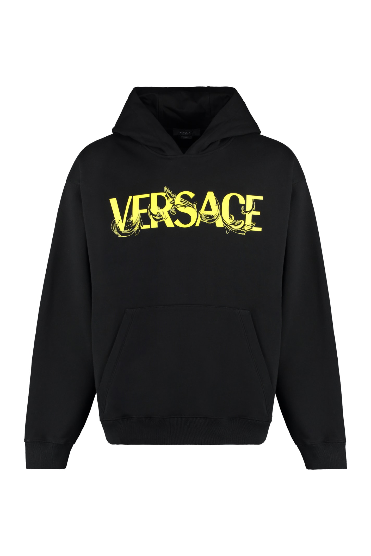 Shop Versace Cotton Hoodie In Black