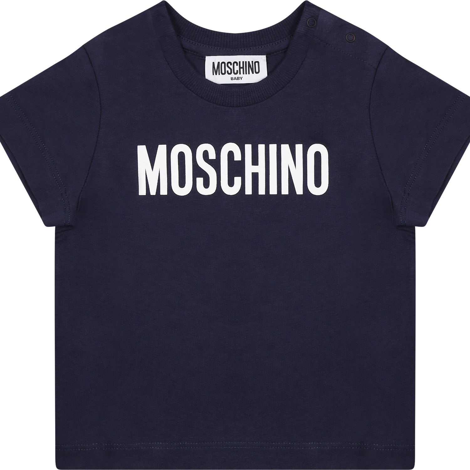 Moschino Kids' Blue T-shirt For Babies With Logo